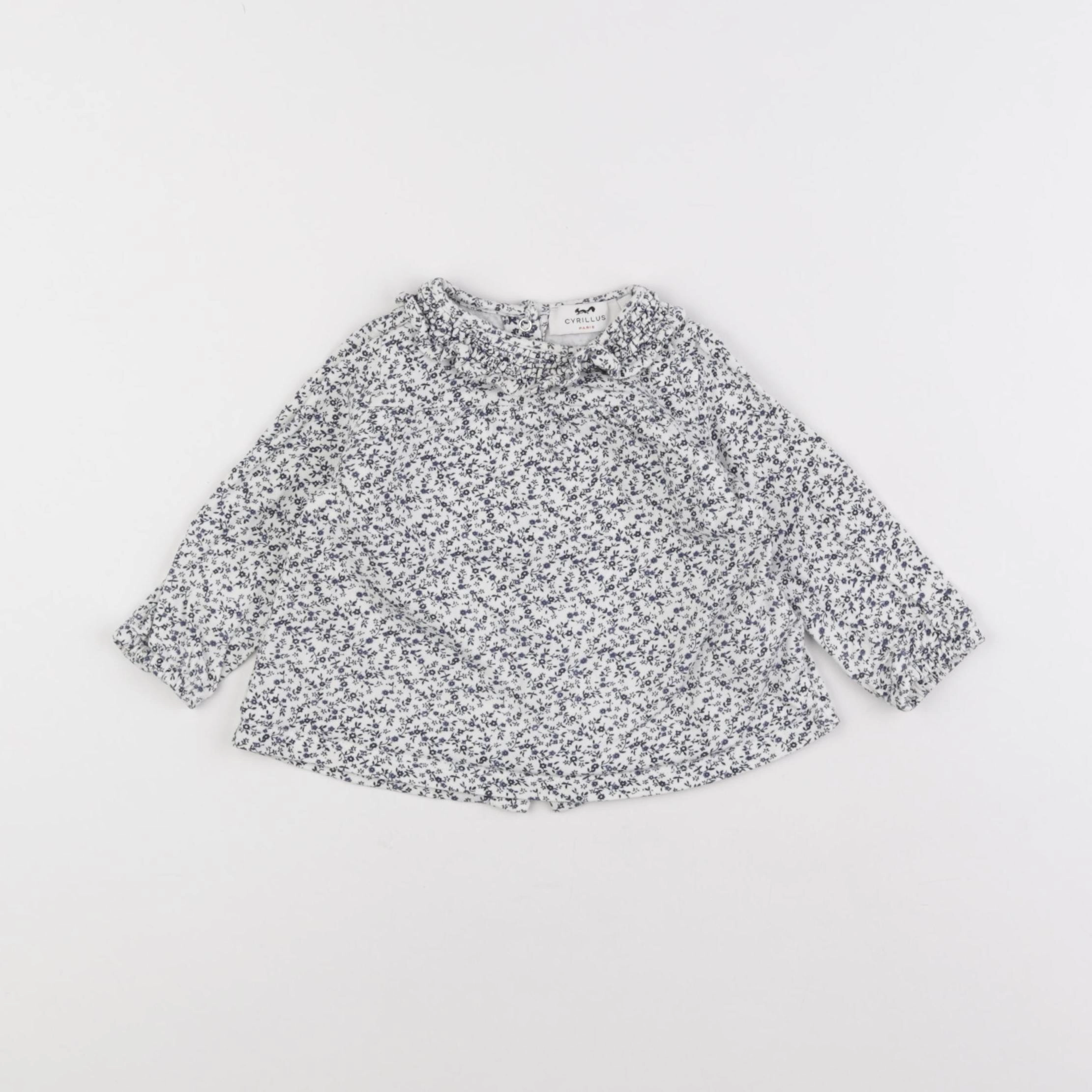 Cyrillus - blouse blanc, bleu - 12 mois