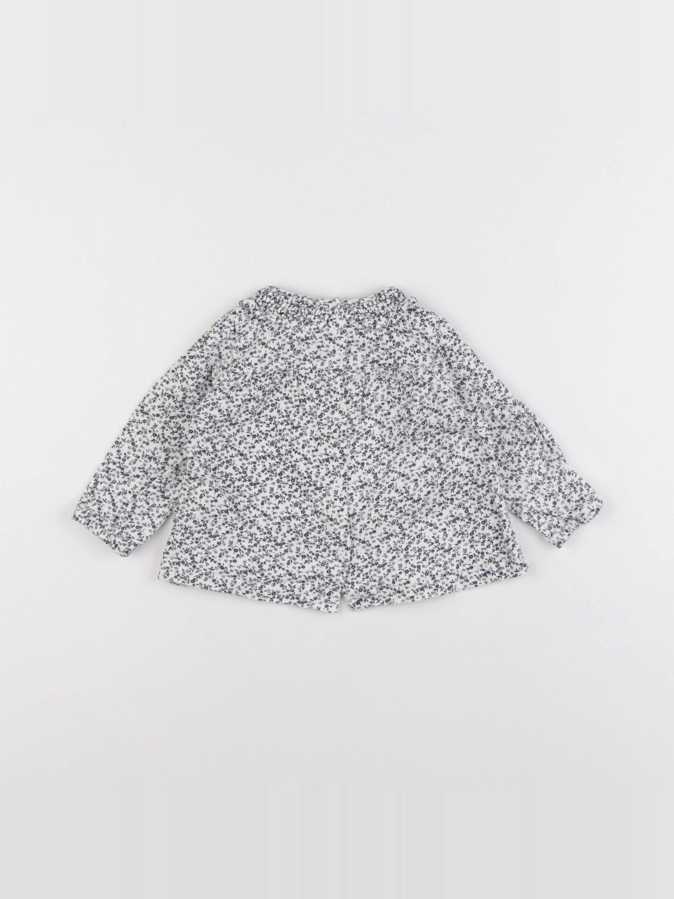 Cyrillus - blouse blanc, bleu - 12 mois