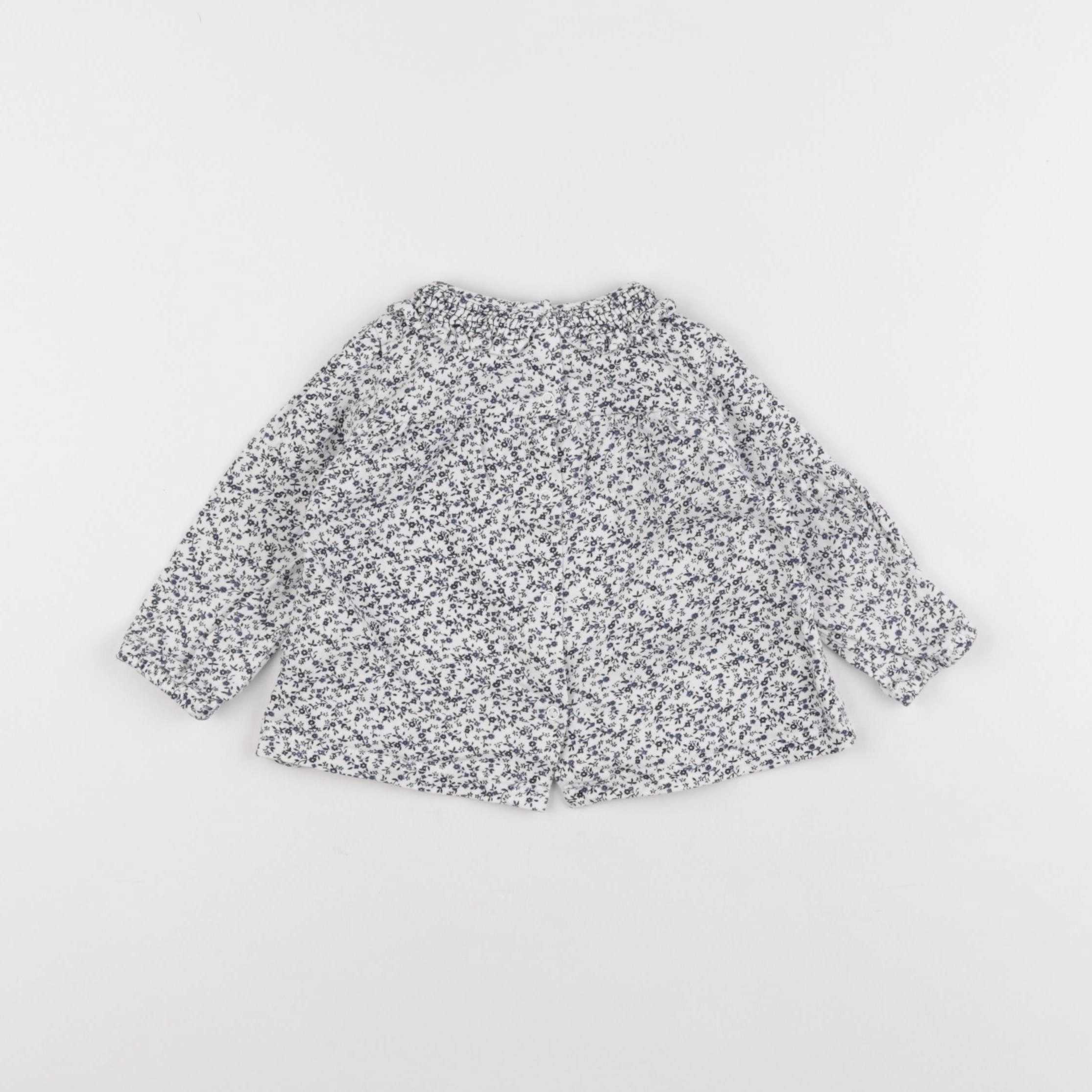 Cyrillus - blouse blanc, bleu - 12 mois
