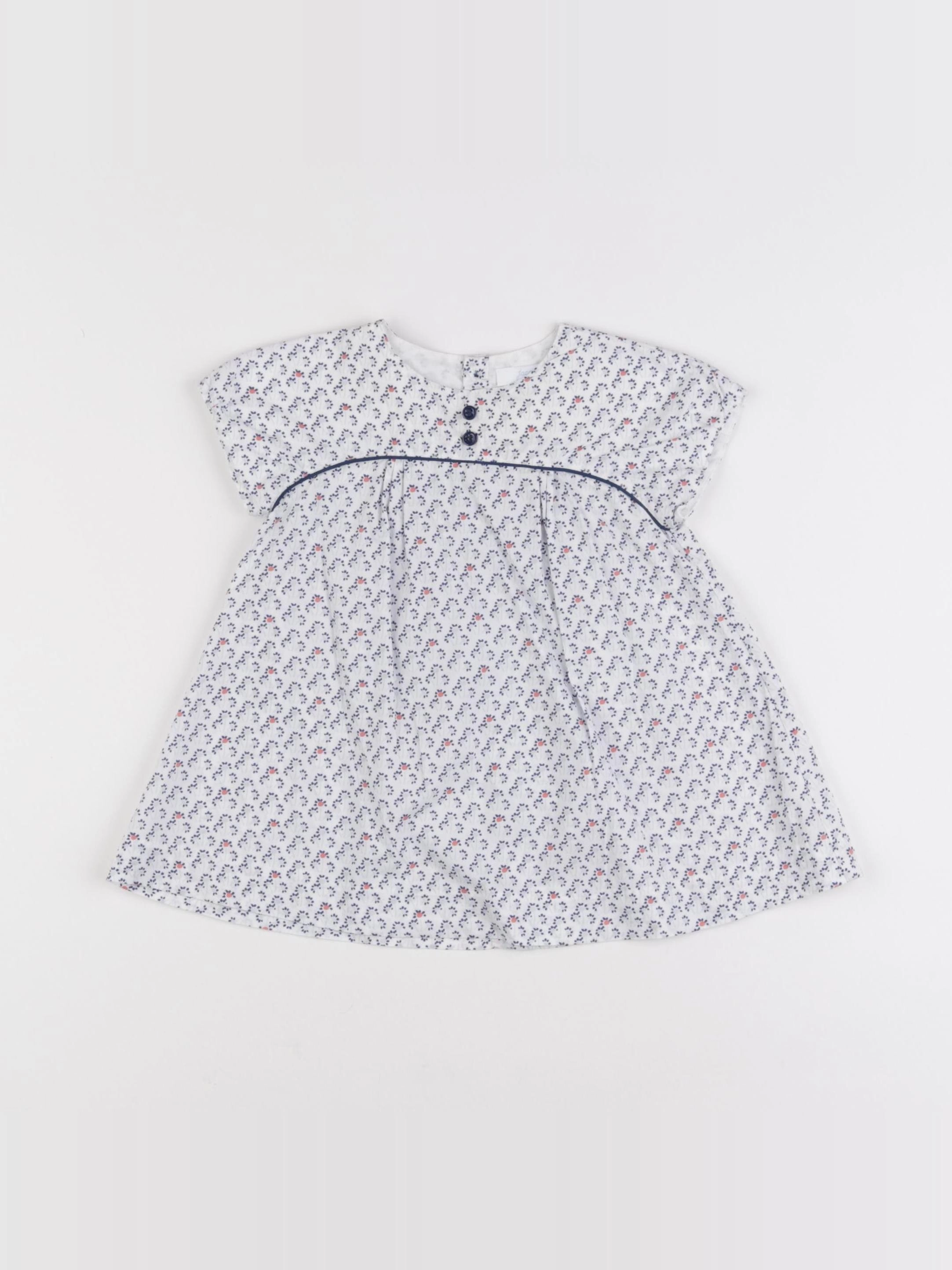 Jacadi - robe blanc, bleu - 6 mois