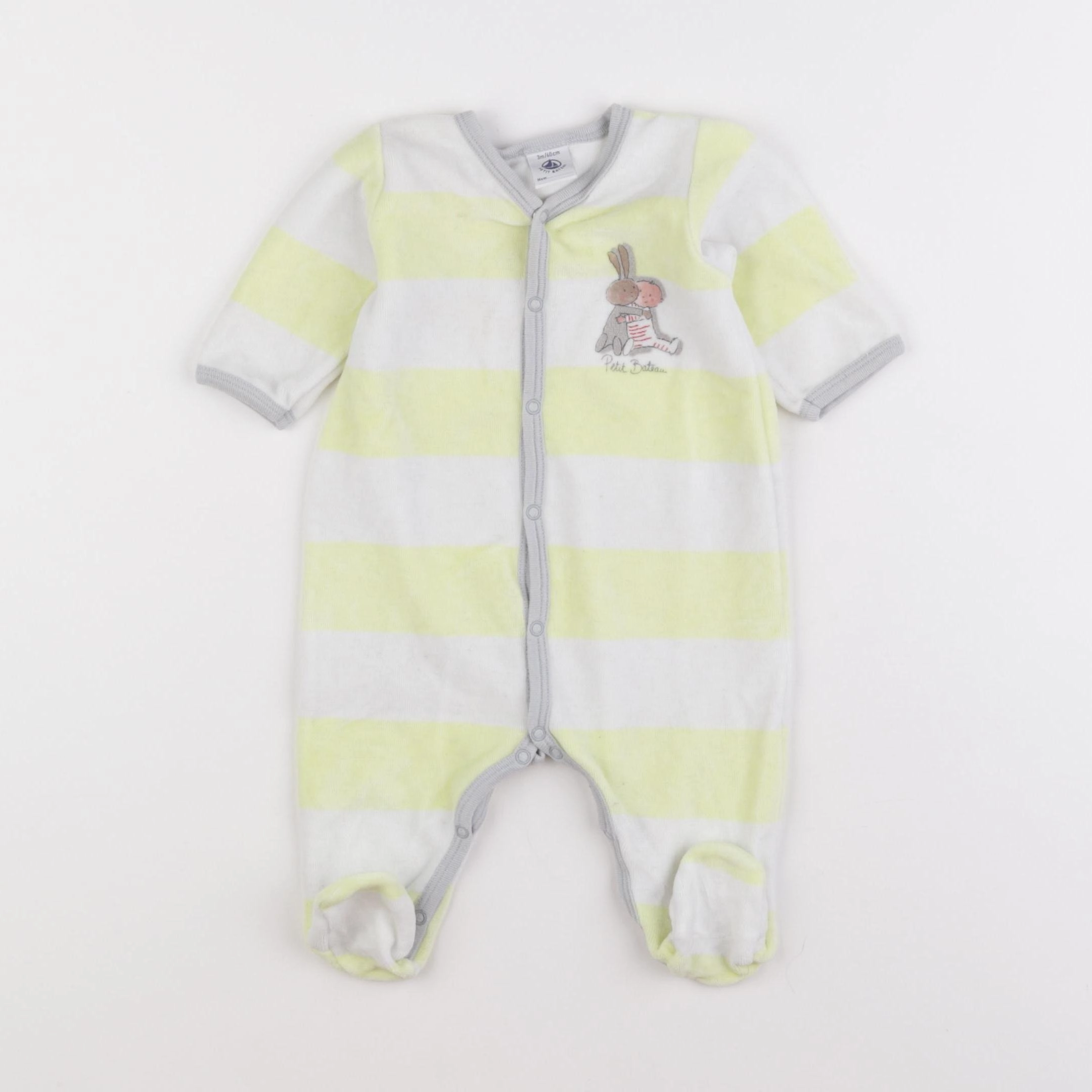 Petit Bateau - pyjama velours blanc, jaune - 3 mois