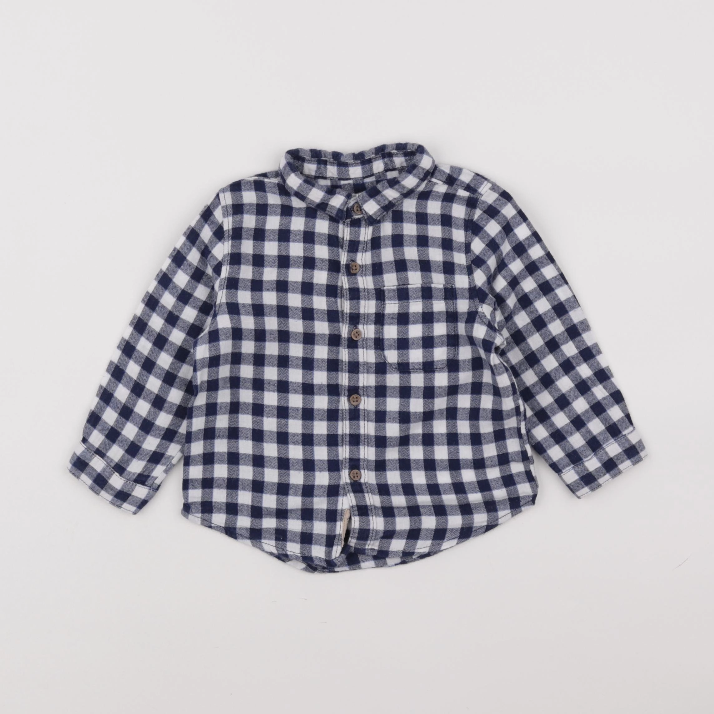 Zara - chemise blanc, bleu - 6/9 mois