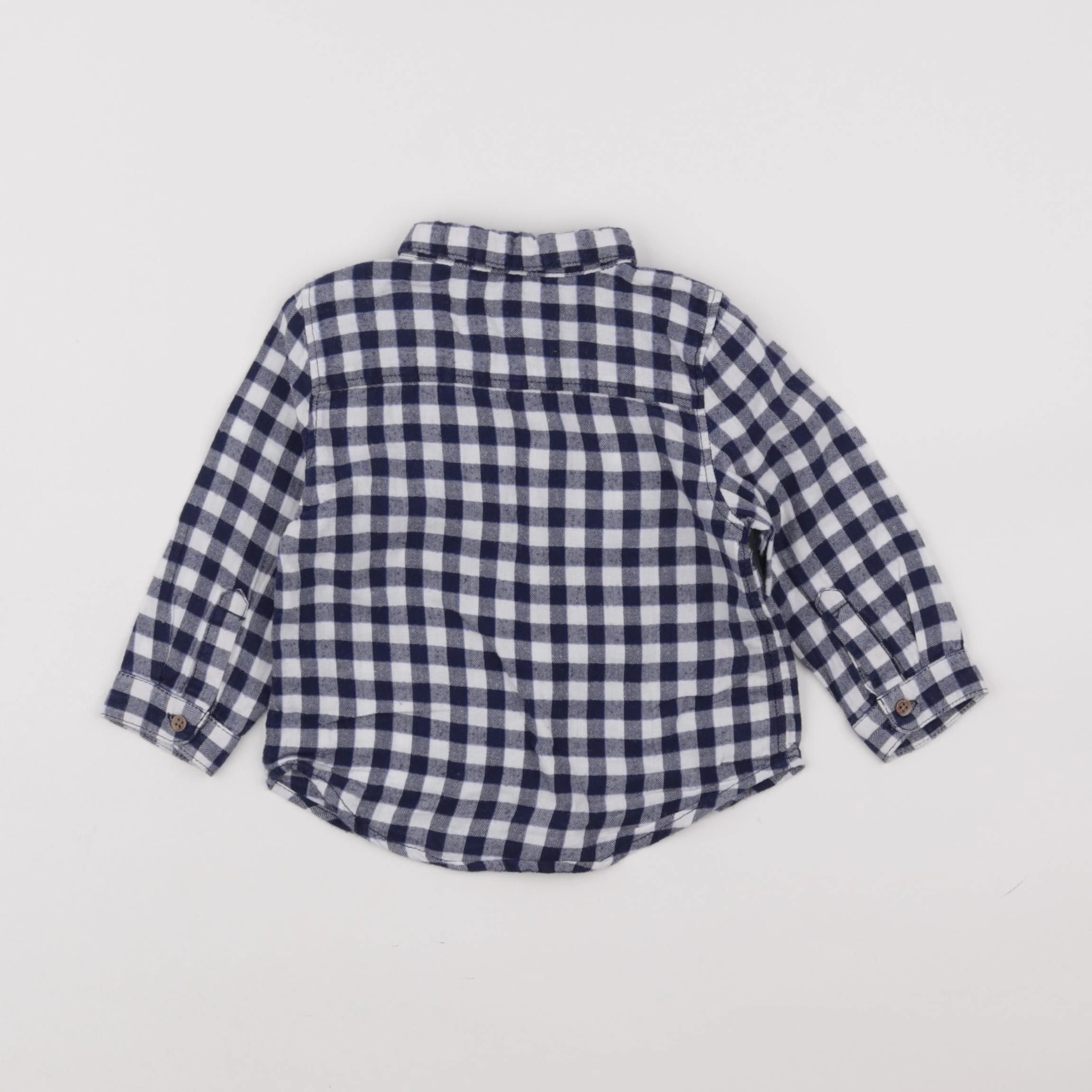 Zara - chemise blanc, bleu - 6/9 mois