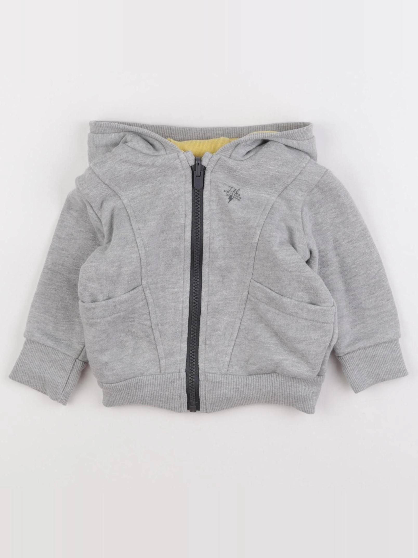 IKKS - sweat réversible jaune, gris - 12 mois