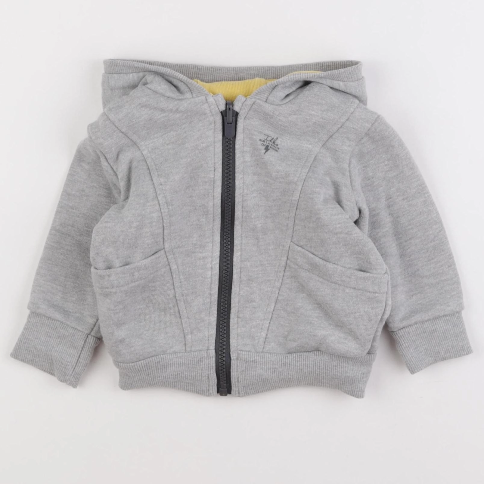 IKKS - sweat réversible jaune, gris - 12 mois