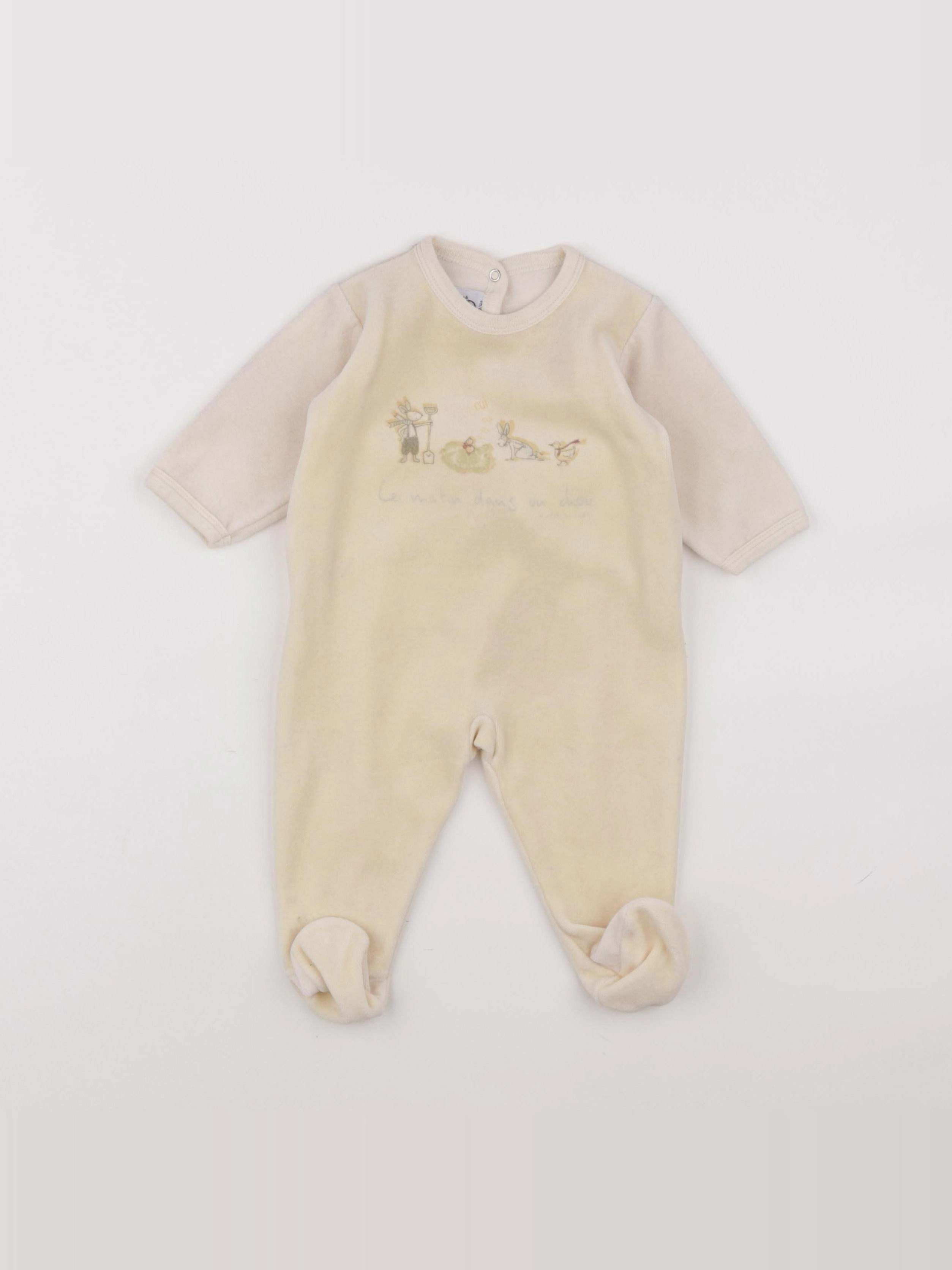 Petit Bateau - pyjama velours jaune - 6 mois