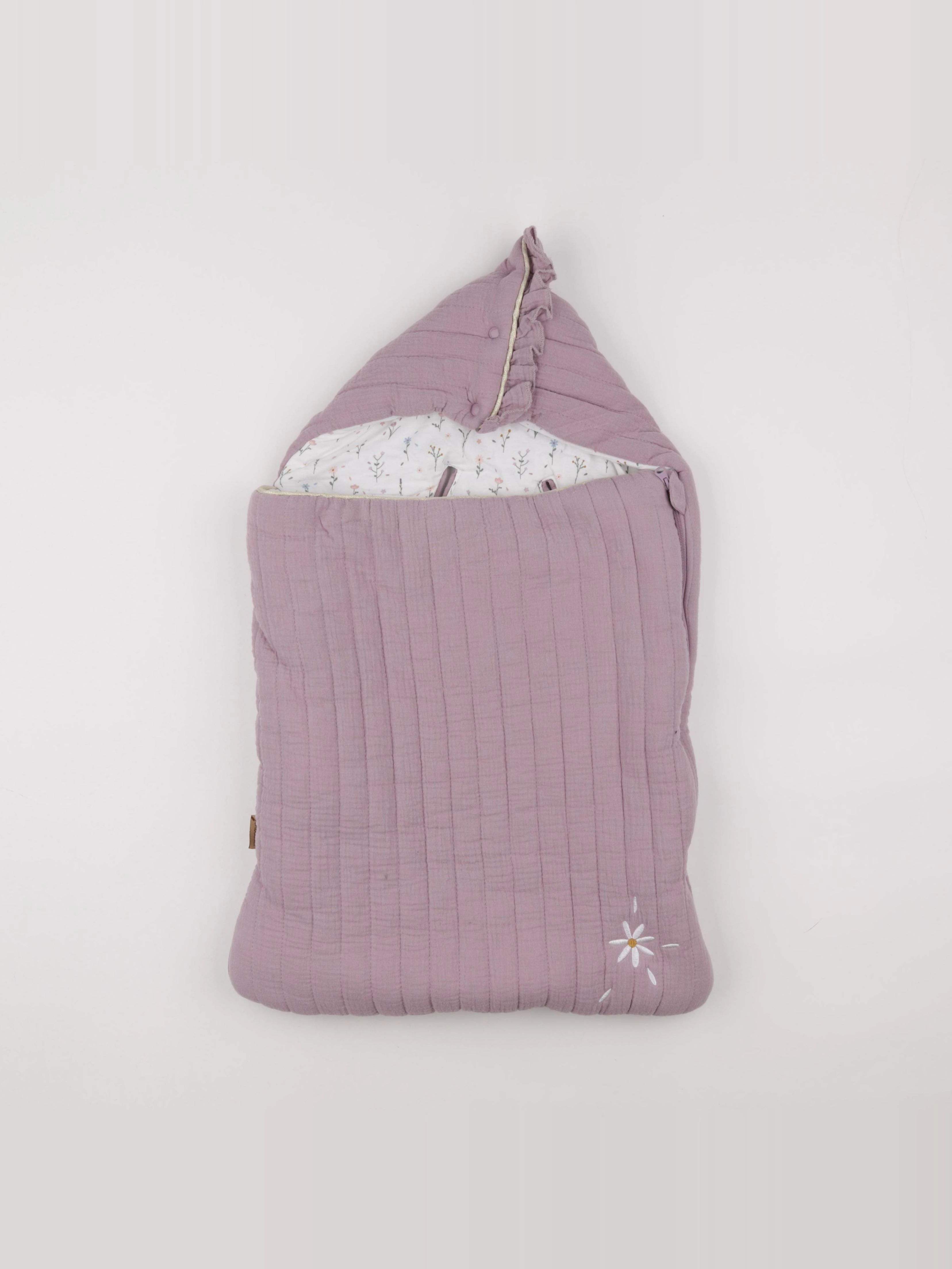 Vertbaudet - nid d'ange violet, or - 0/6 mois