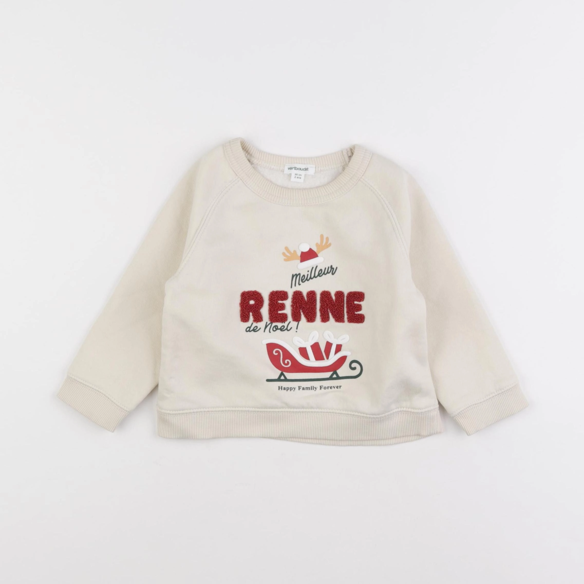 Vertbaudet - sweat beige - 2 ans