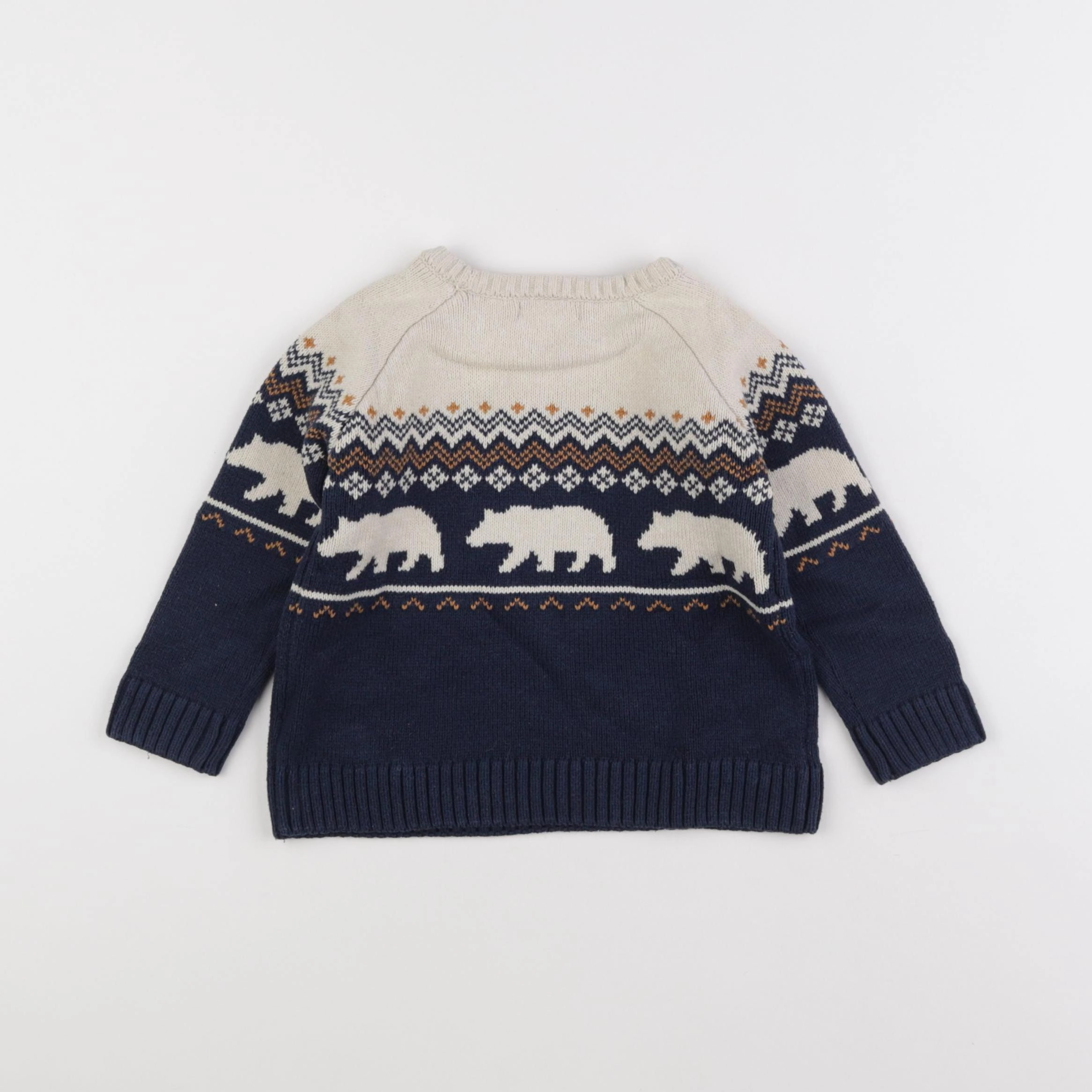 Vertbaudet - pull bleu, beige - 2 ans