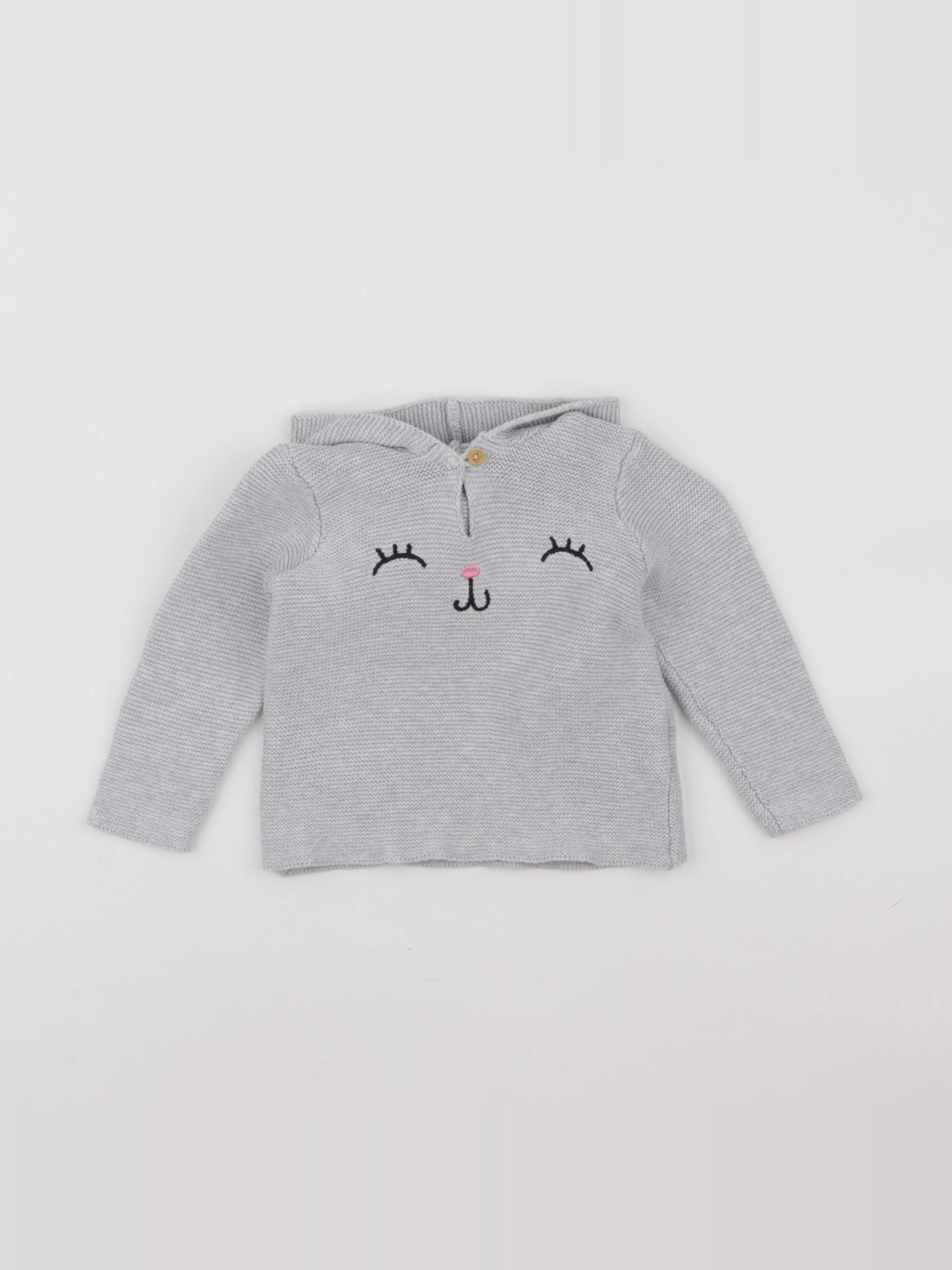 H&M - pull gris - 3/6 mois