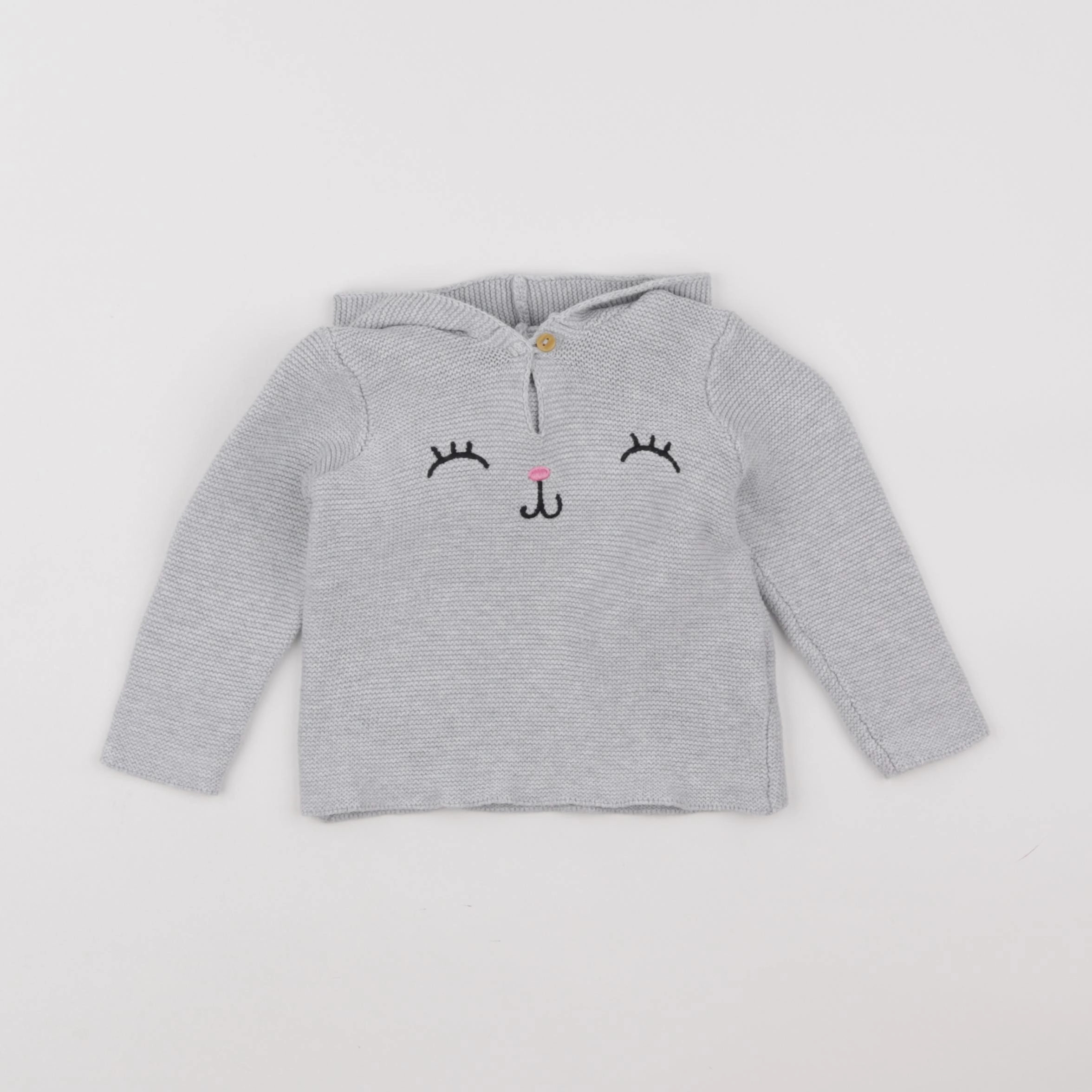 H&M - pull gris - 3/6 mois