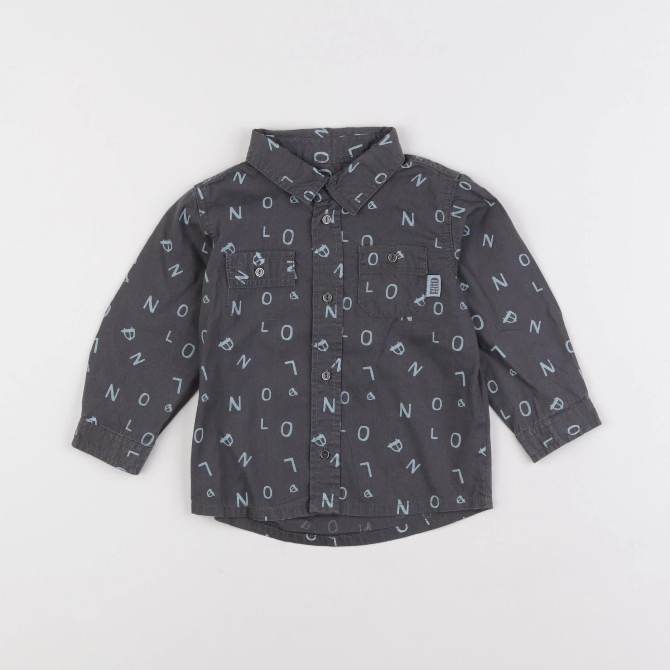 Vertbaudet - chemise gris - 12 mois