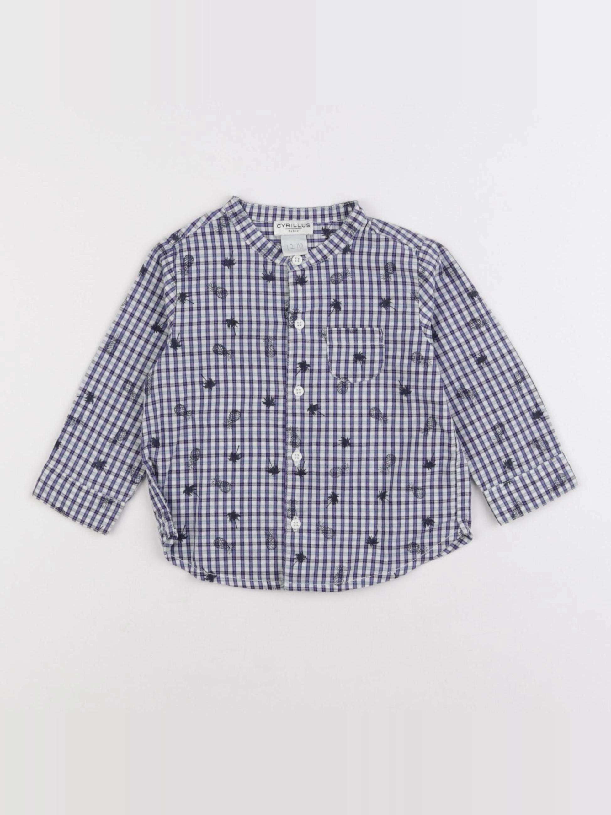 Cyrillus - chemise bleu, blanc - 12 mois