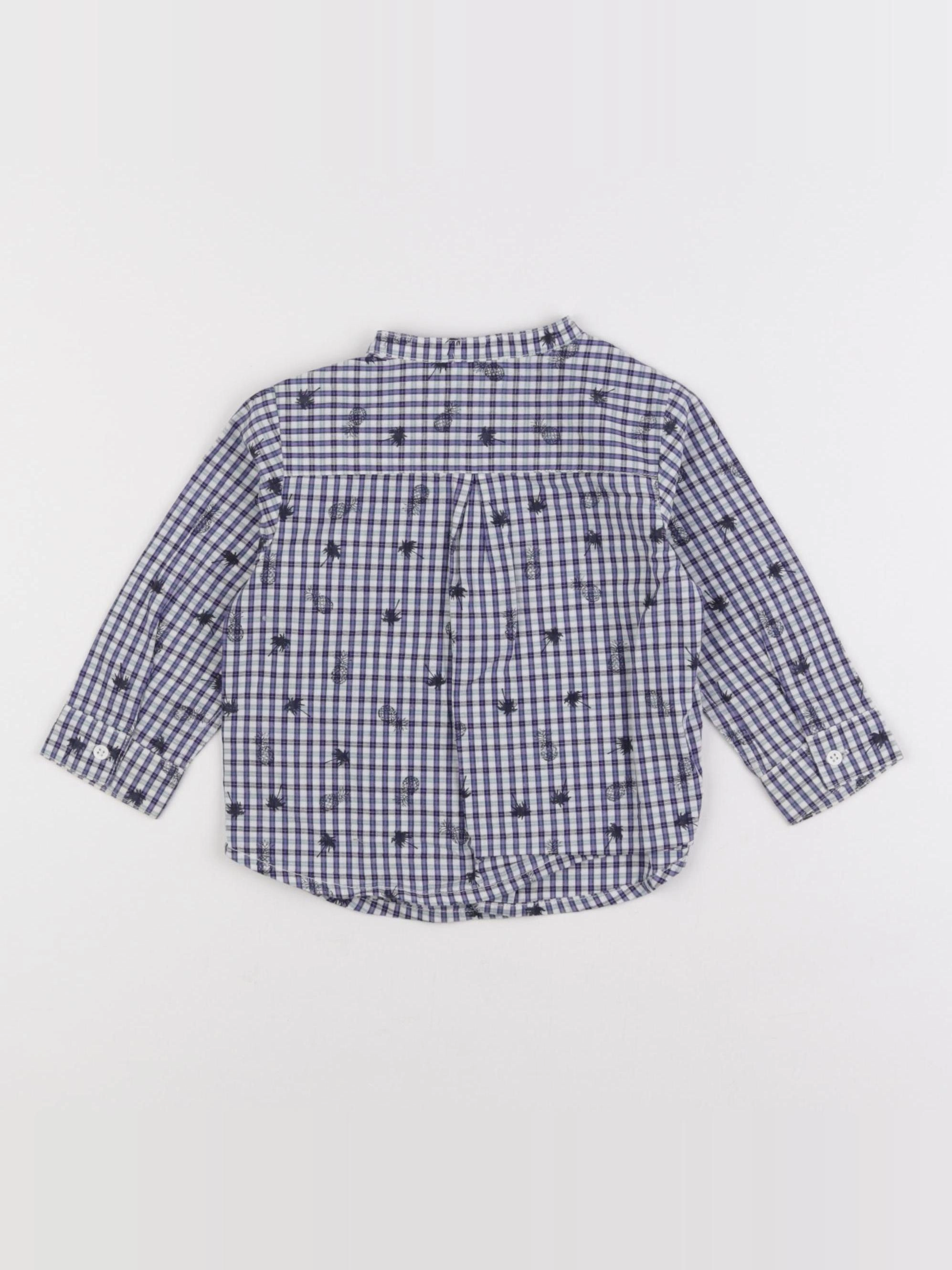 Cyrillus - chemise bleu, blanc - 12 mois