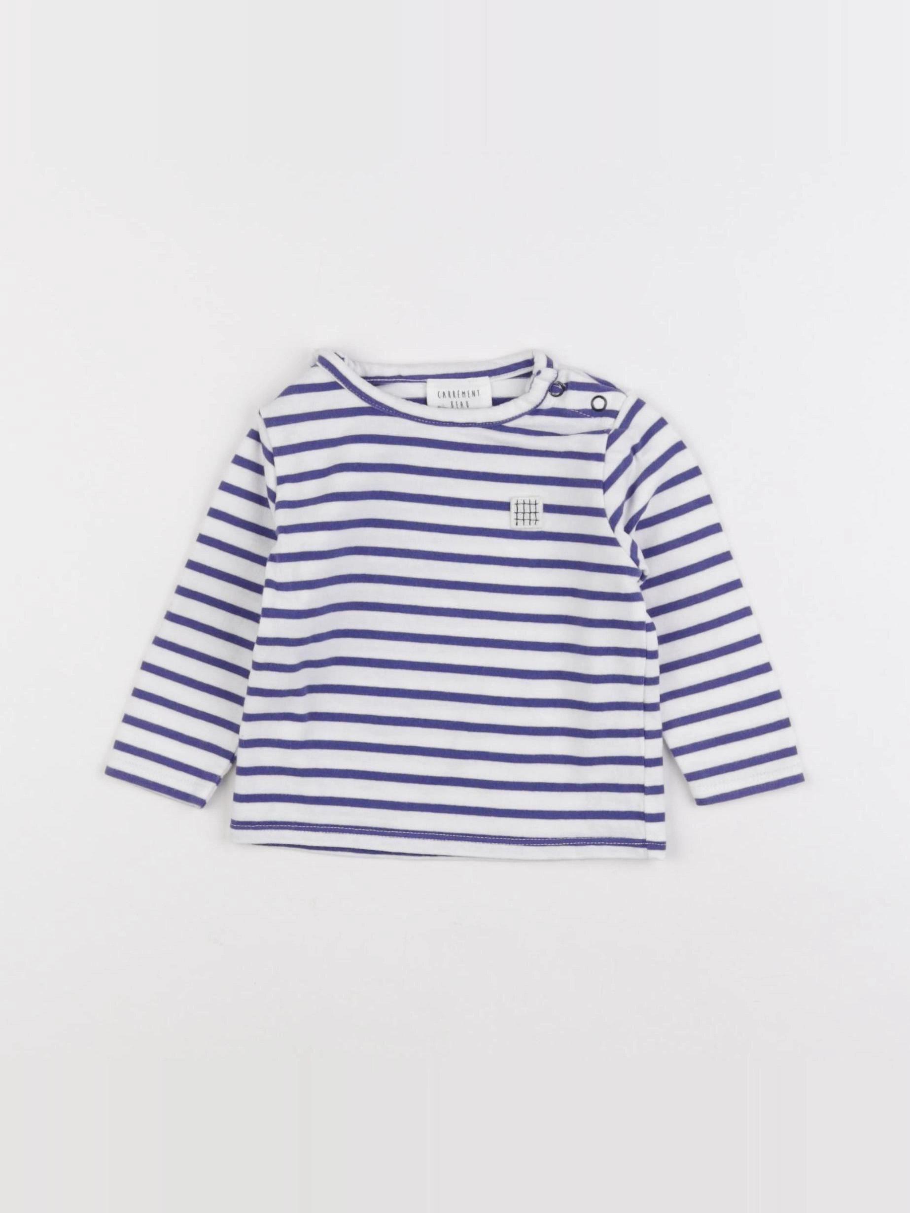 Carrément Beau - tee-shirt bleu, blanc - 6 mois