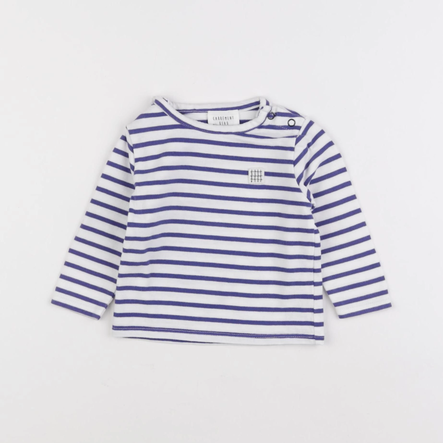 Carrément Beau - tee-shirt bleu, blanc - 6 mois