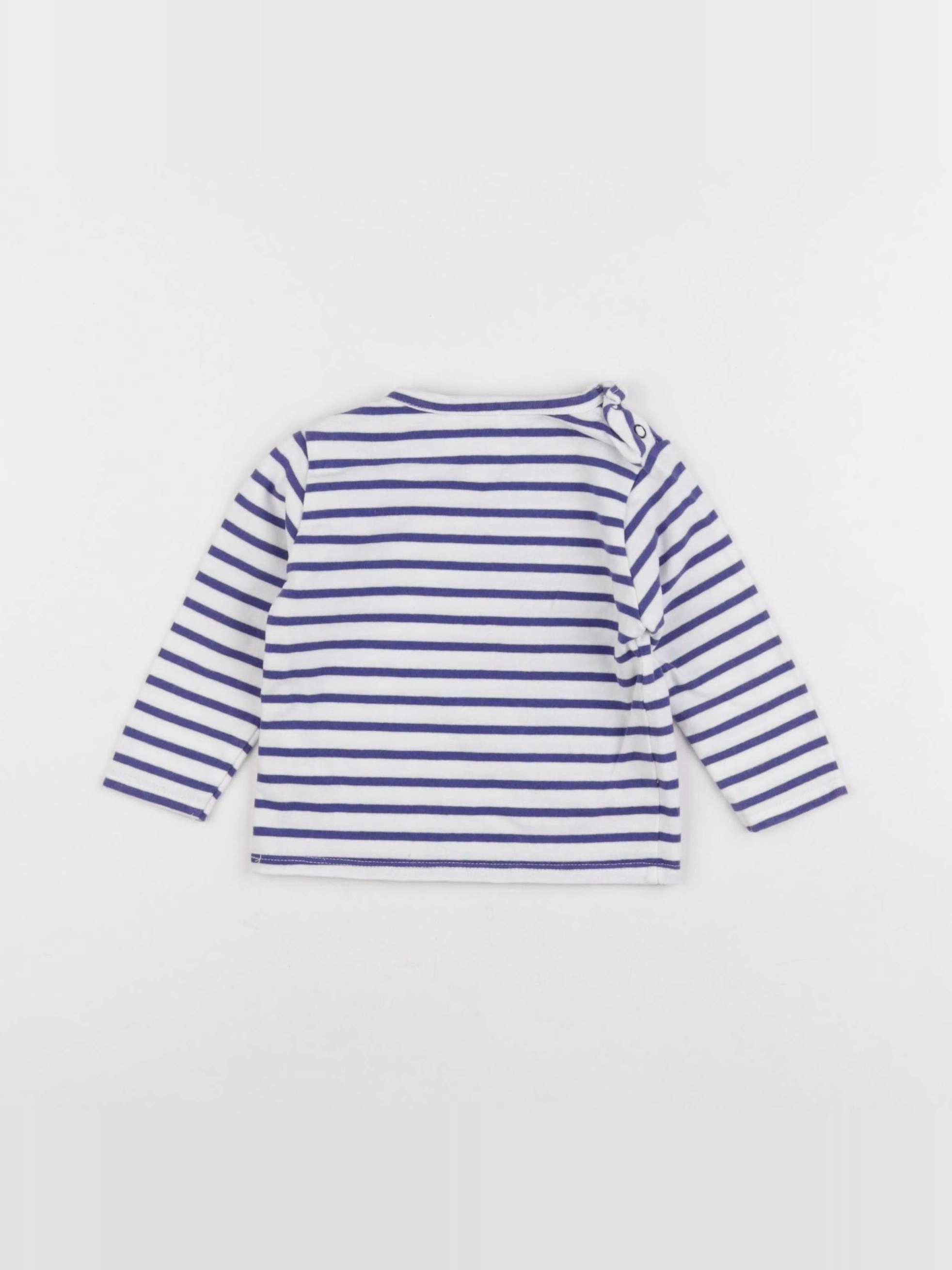 Carrément Beau - tee-shirt bleu, blanc - 6 mois