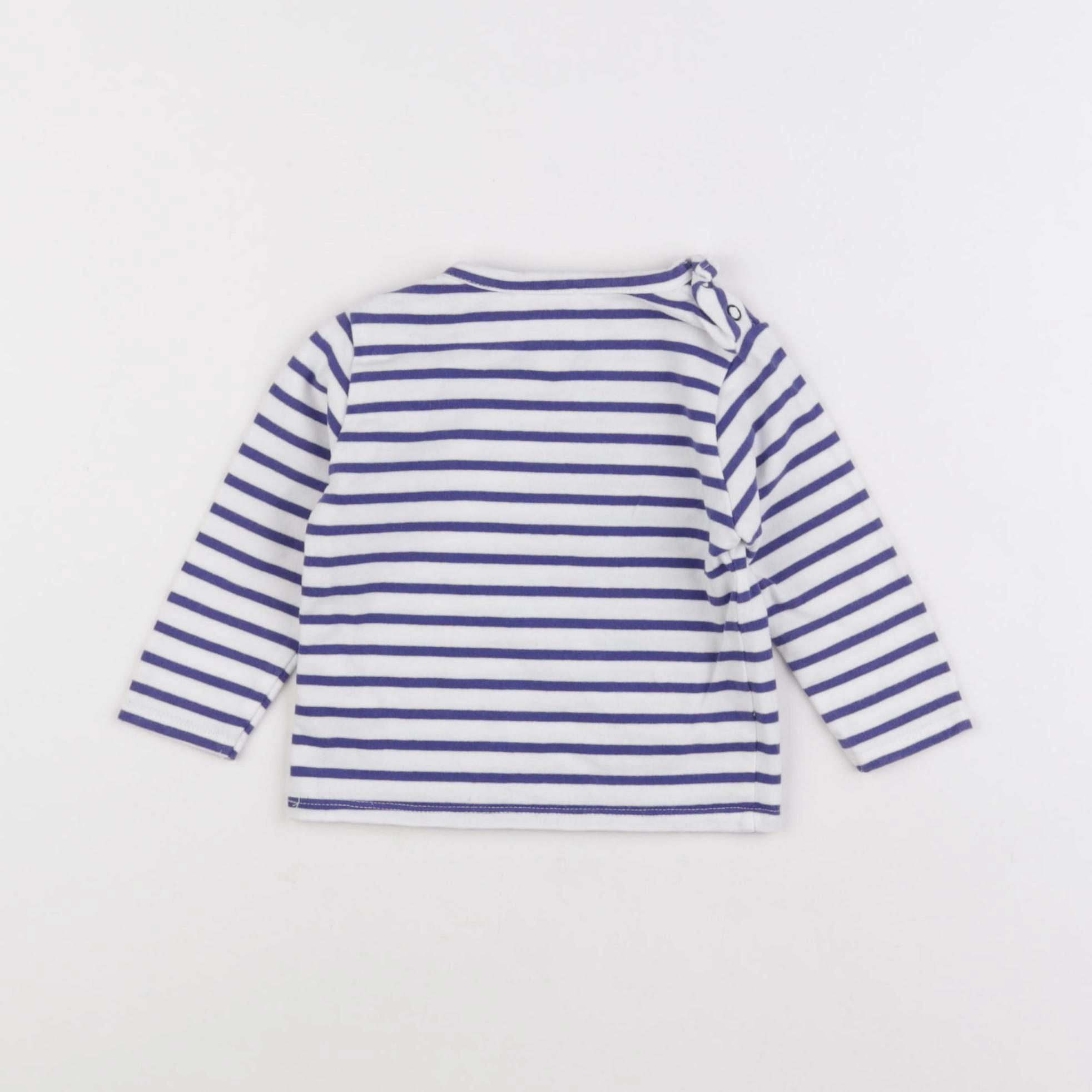 Carrément Beau - tee-shirt bleu, blanc - 6 mois
