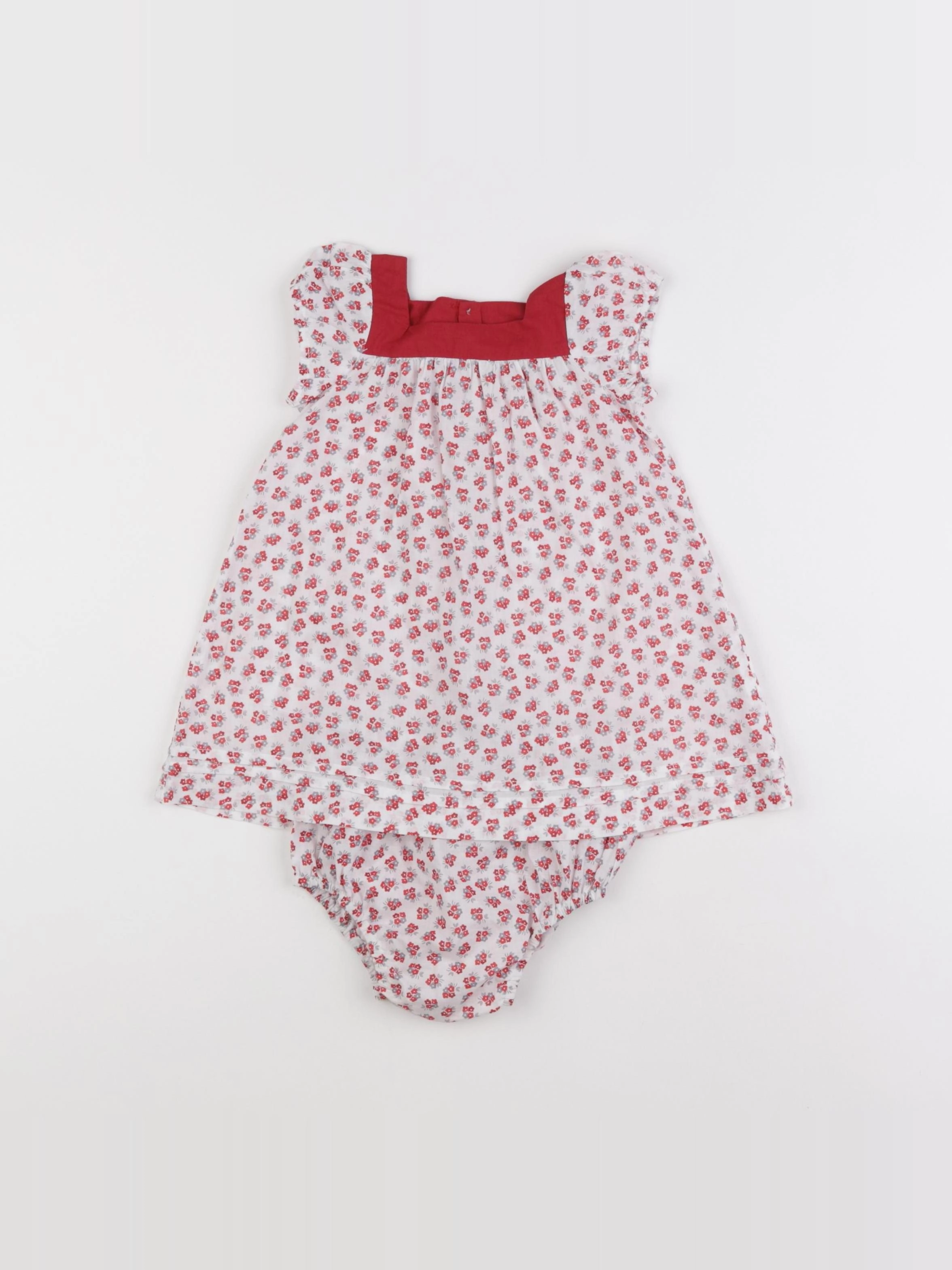 Jacadi - robe blanc, rouge - 6 mois