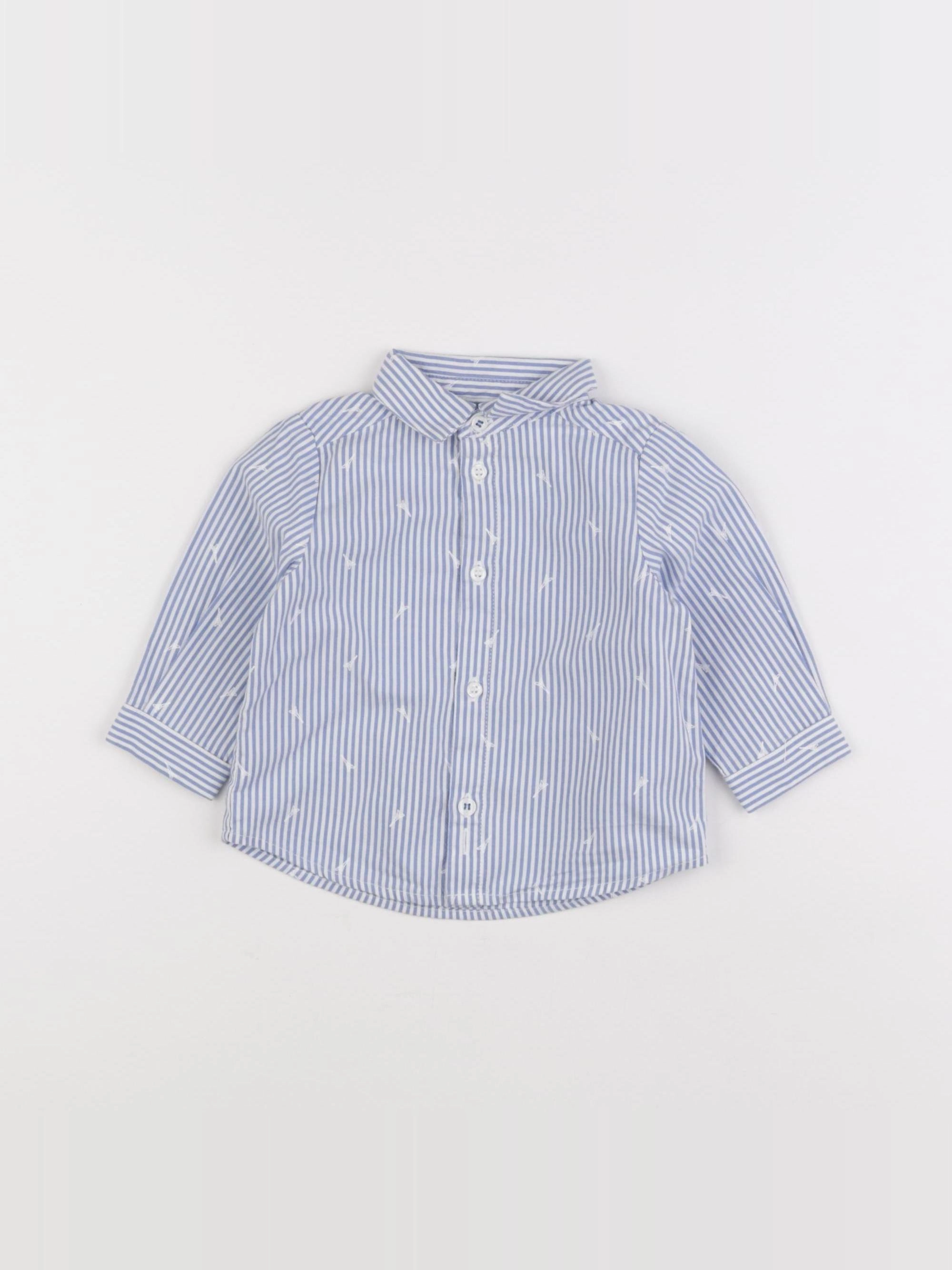 Jacadi - chemise blanc, bleu - 6 mois