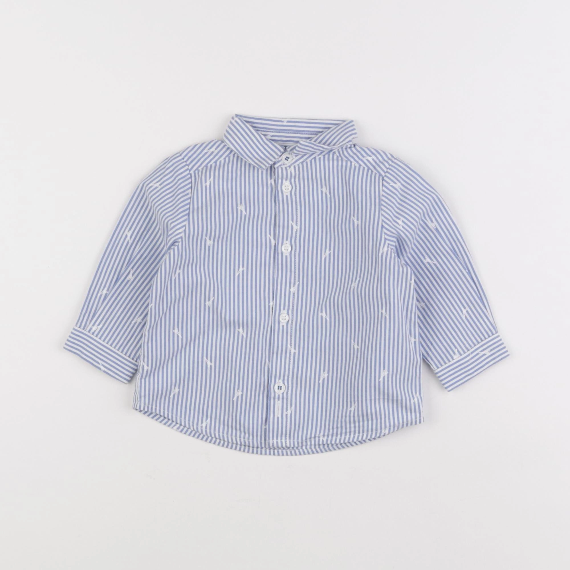 Jacadi - chemise blanc, bleu - 6 mois