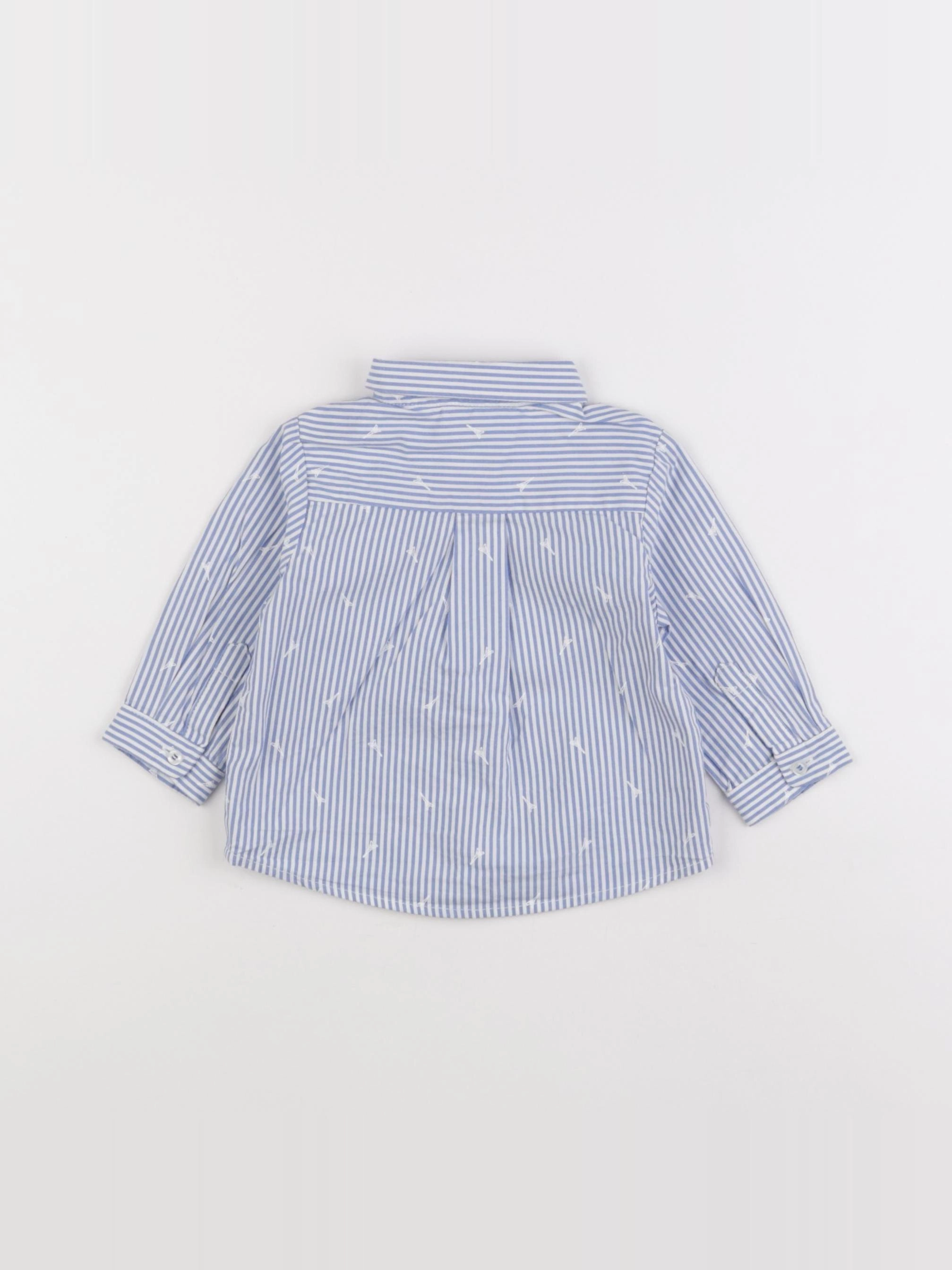 Jacadi - chemise blanc, bleu - 6 mois