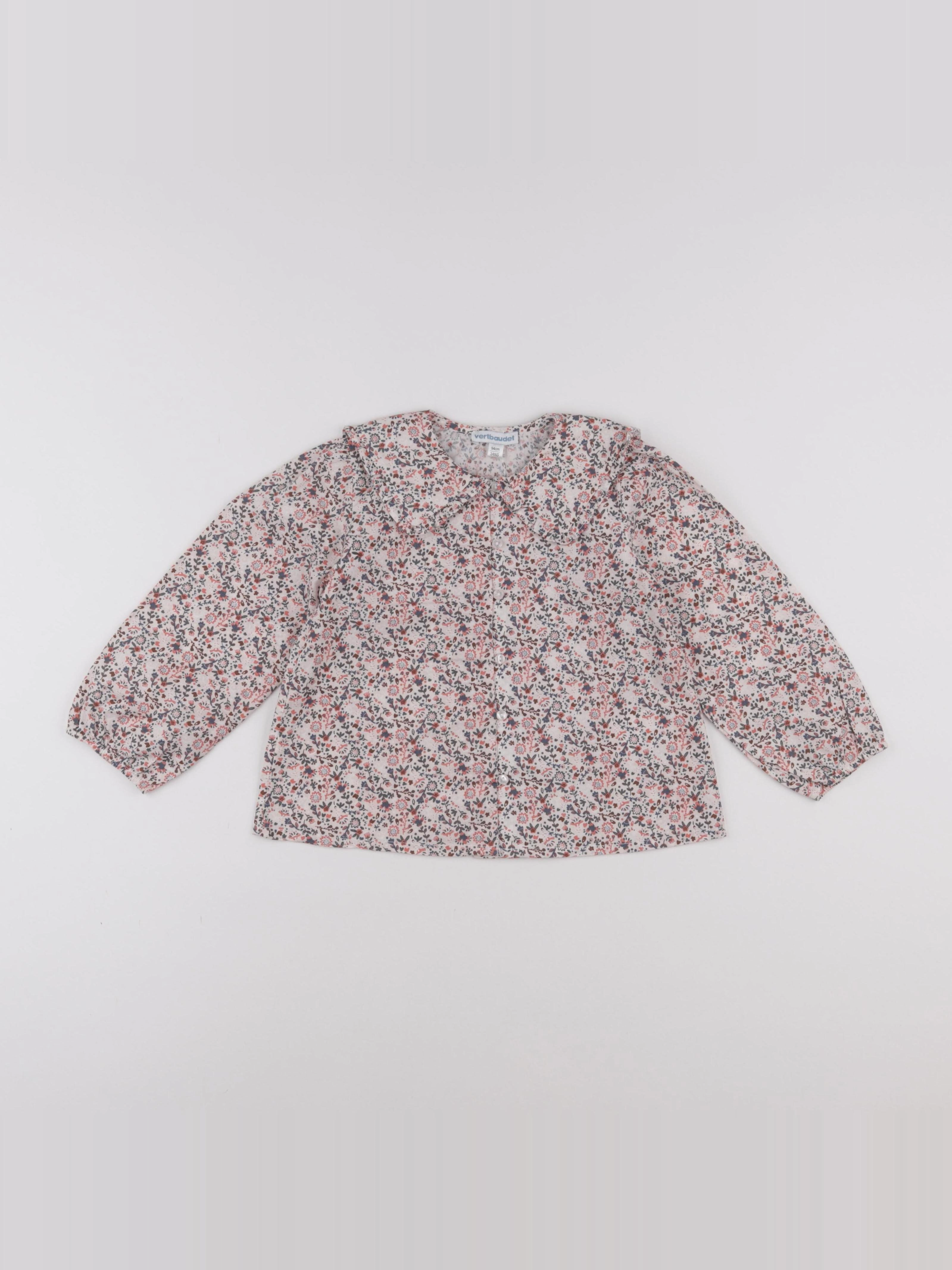 Vertbaudet - blouse beige, bleu - 3 ans