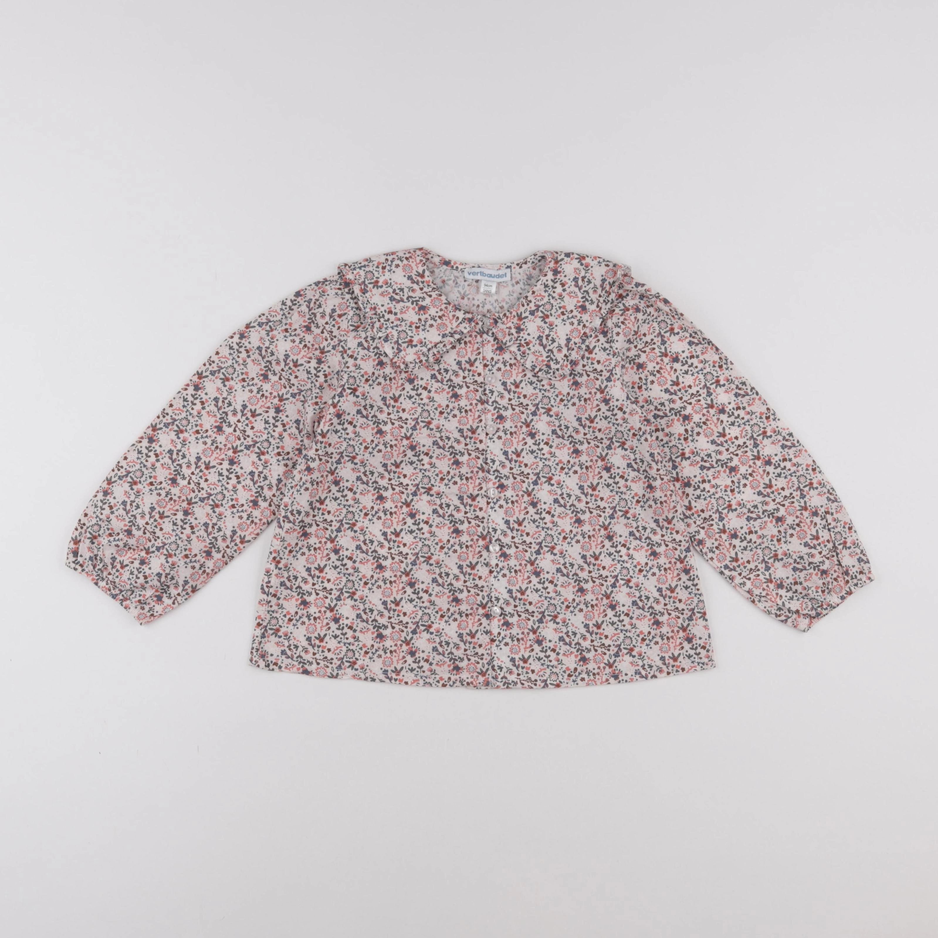 Vertbaudet - blouse beige, bleu - 3 ans