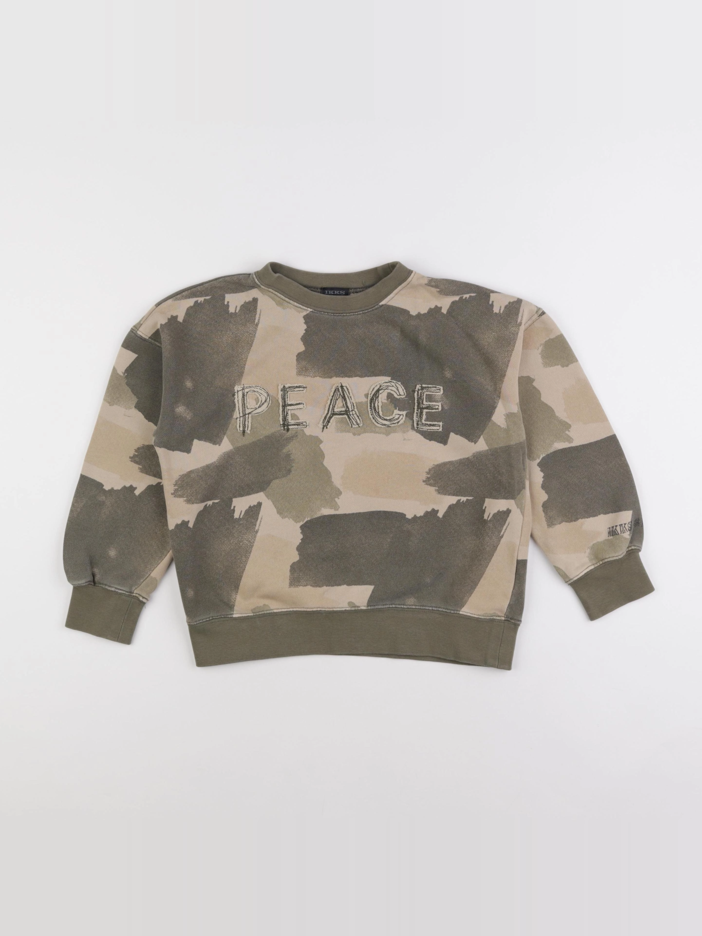 IKKS - sweat vert, beige - 8 ans