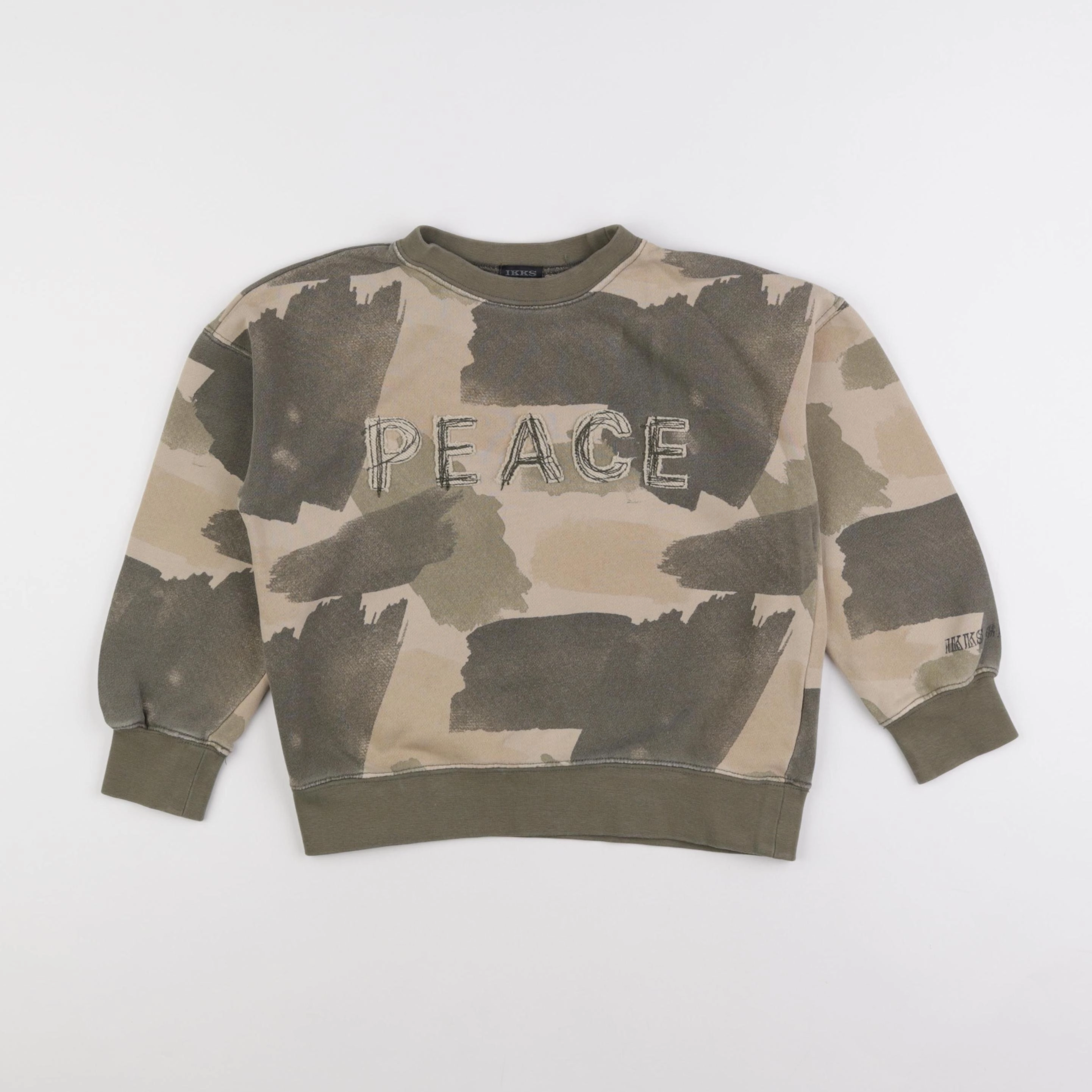 IKKS - sweat vert, beige - 8 ans
