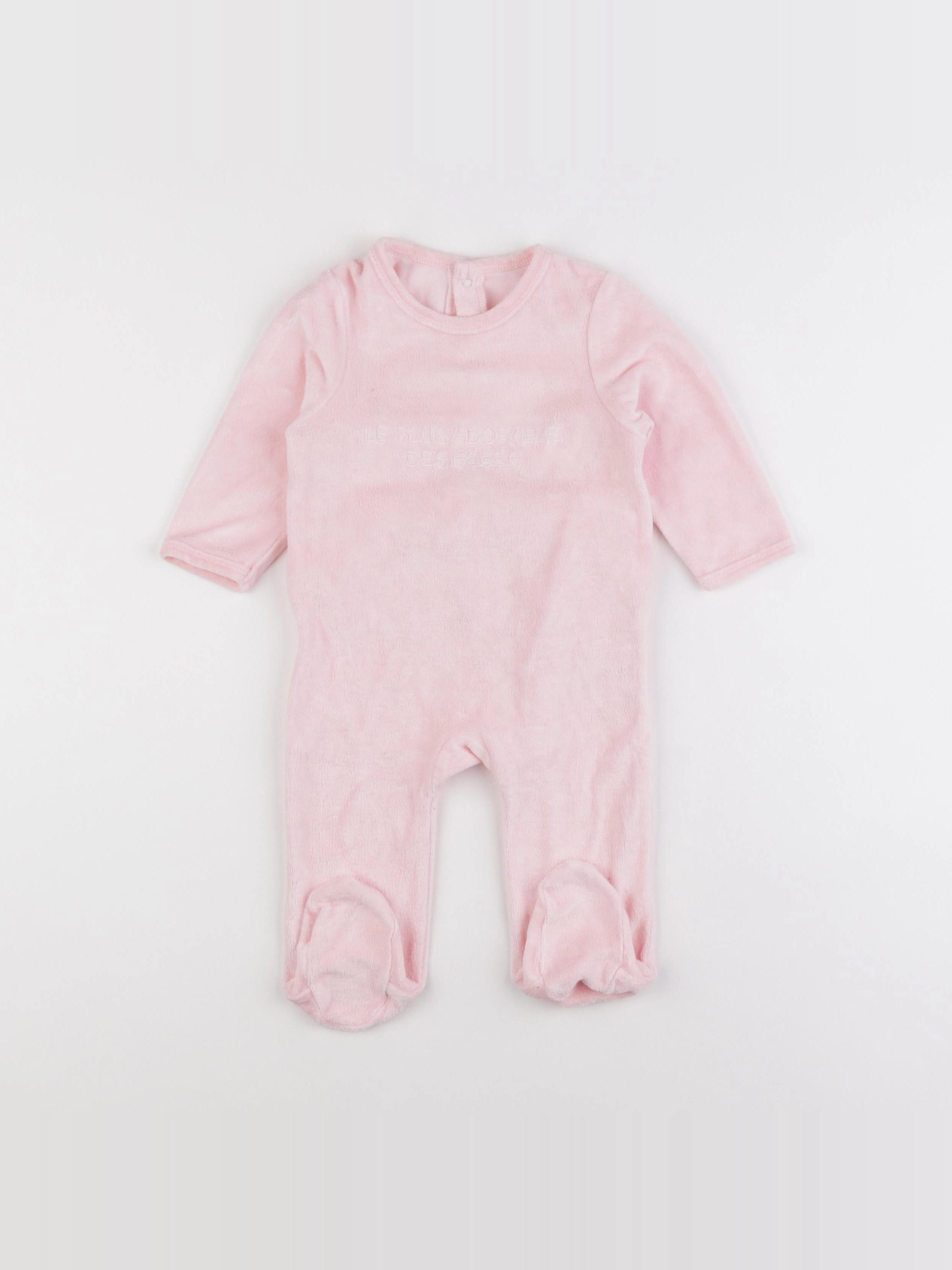 Vertbaudet - pyjama velours rose - 9 mois