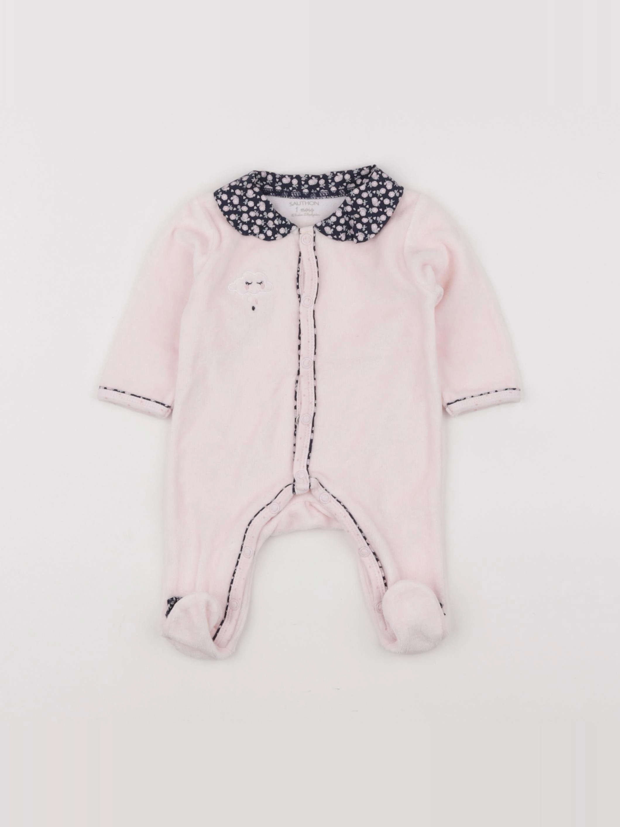 Sauthon - pyjama velours rose - 1 mois