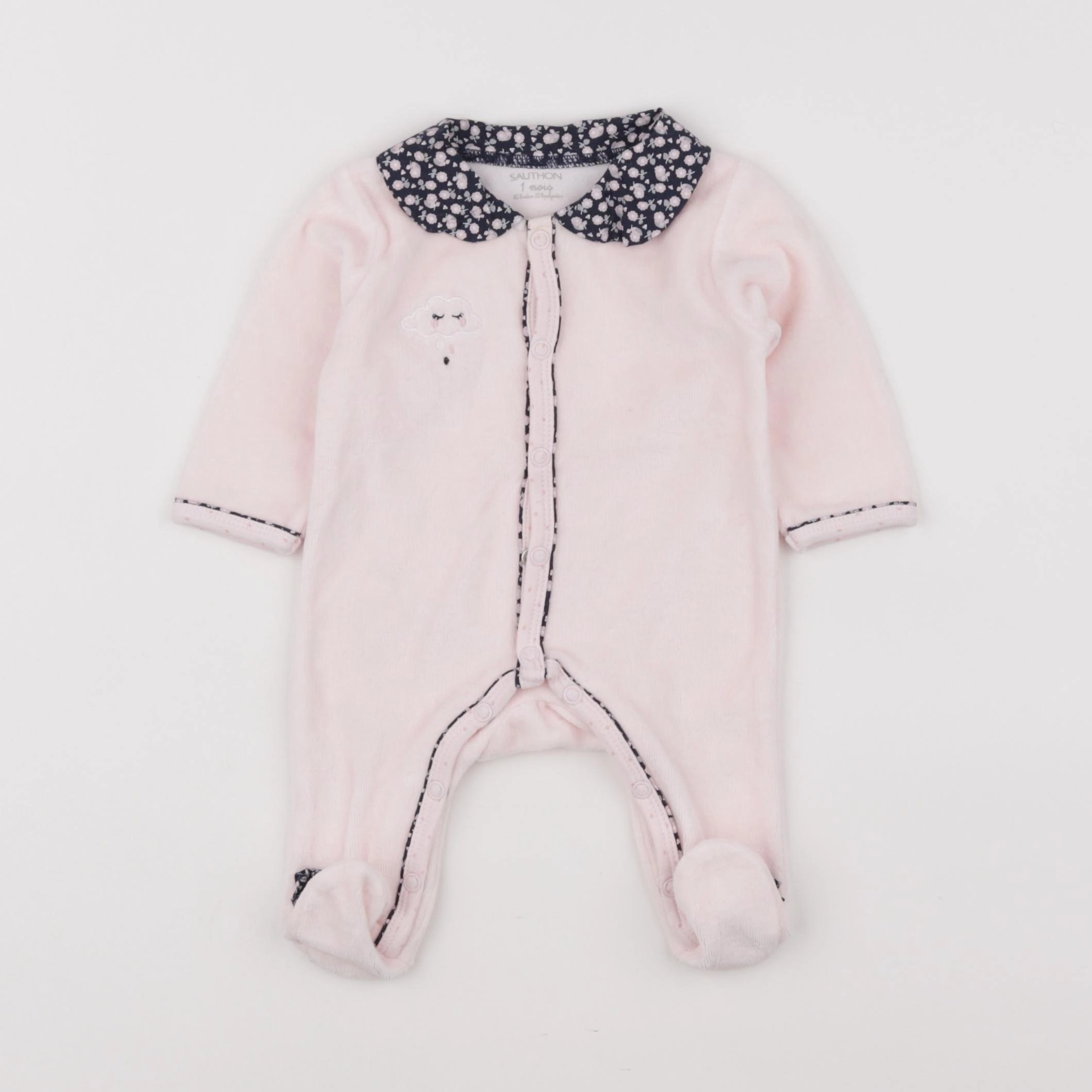Sauthon - pyjama velours rose - 1 mois