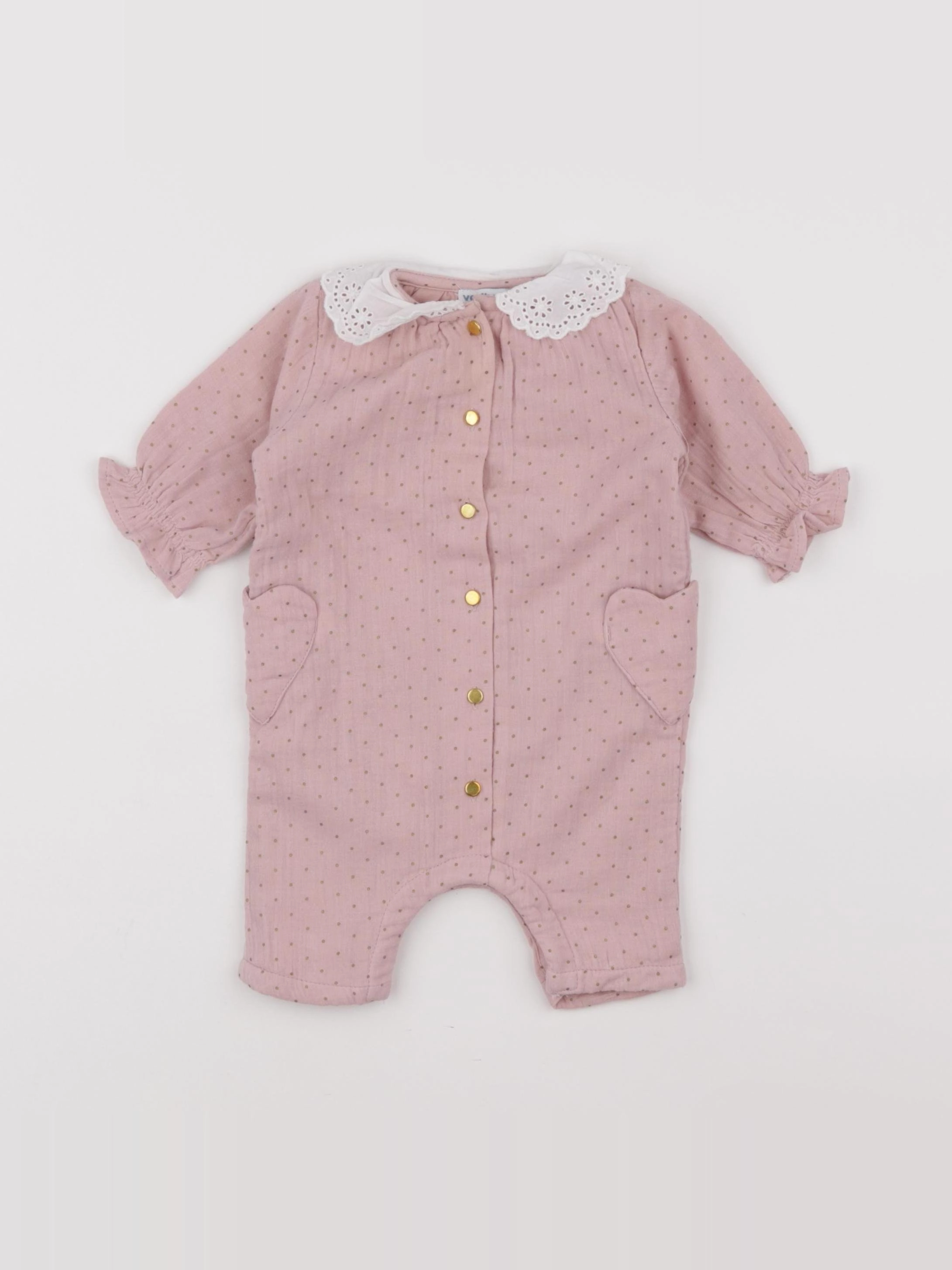 Vertbaudet - combinaison doublé rose, or - 1 mois
