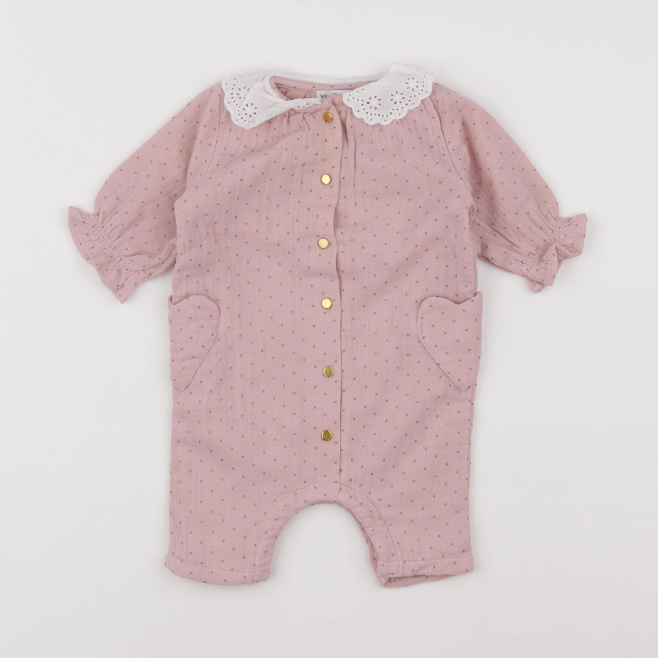 Vertbaudet - combinaison doublé rose, or - 1 mois