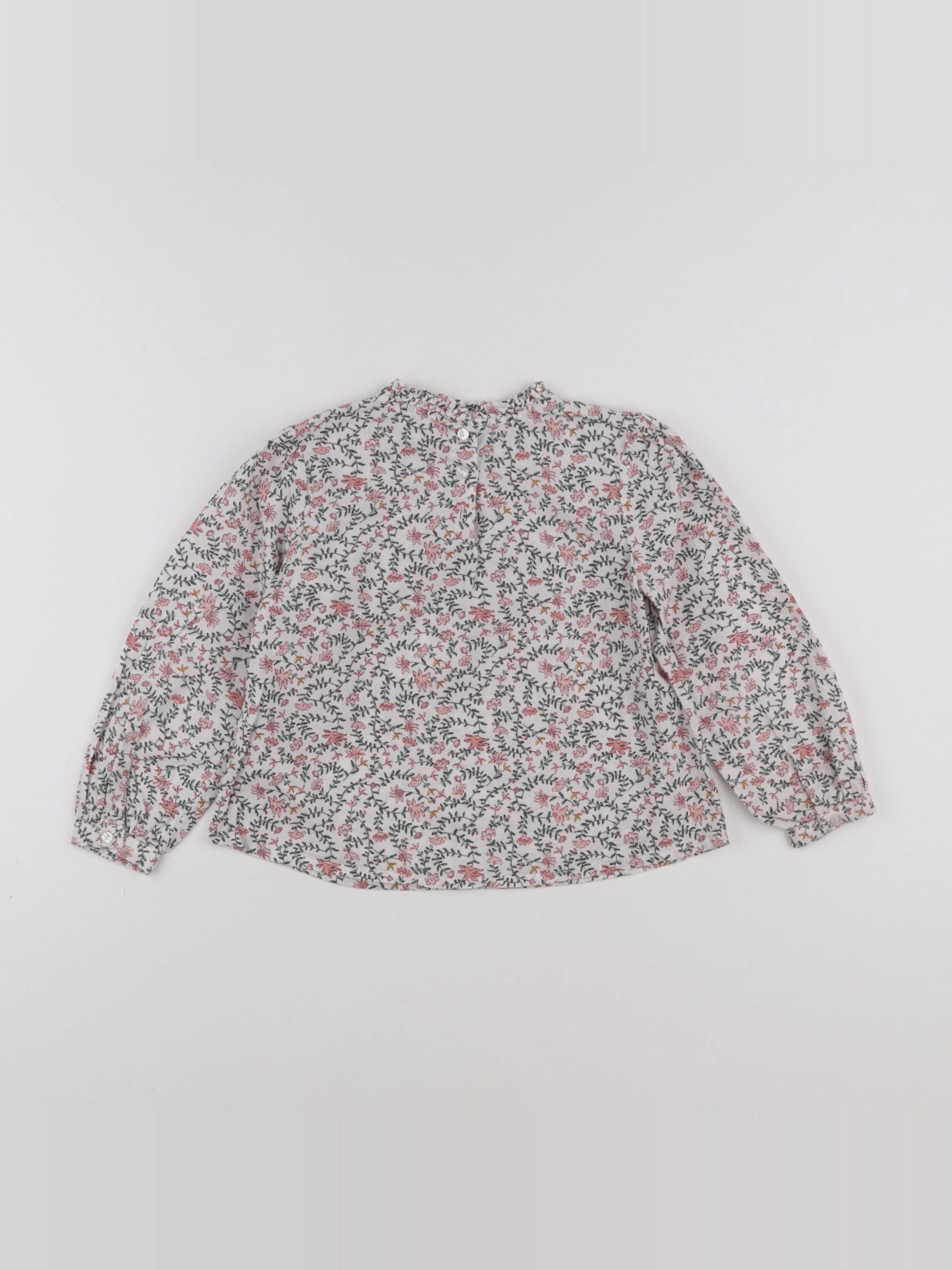 Vertbaudet - blouse beige, rose - 4 ans