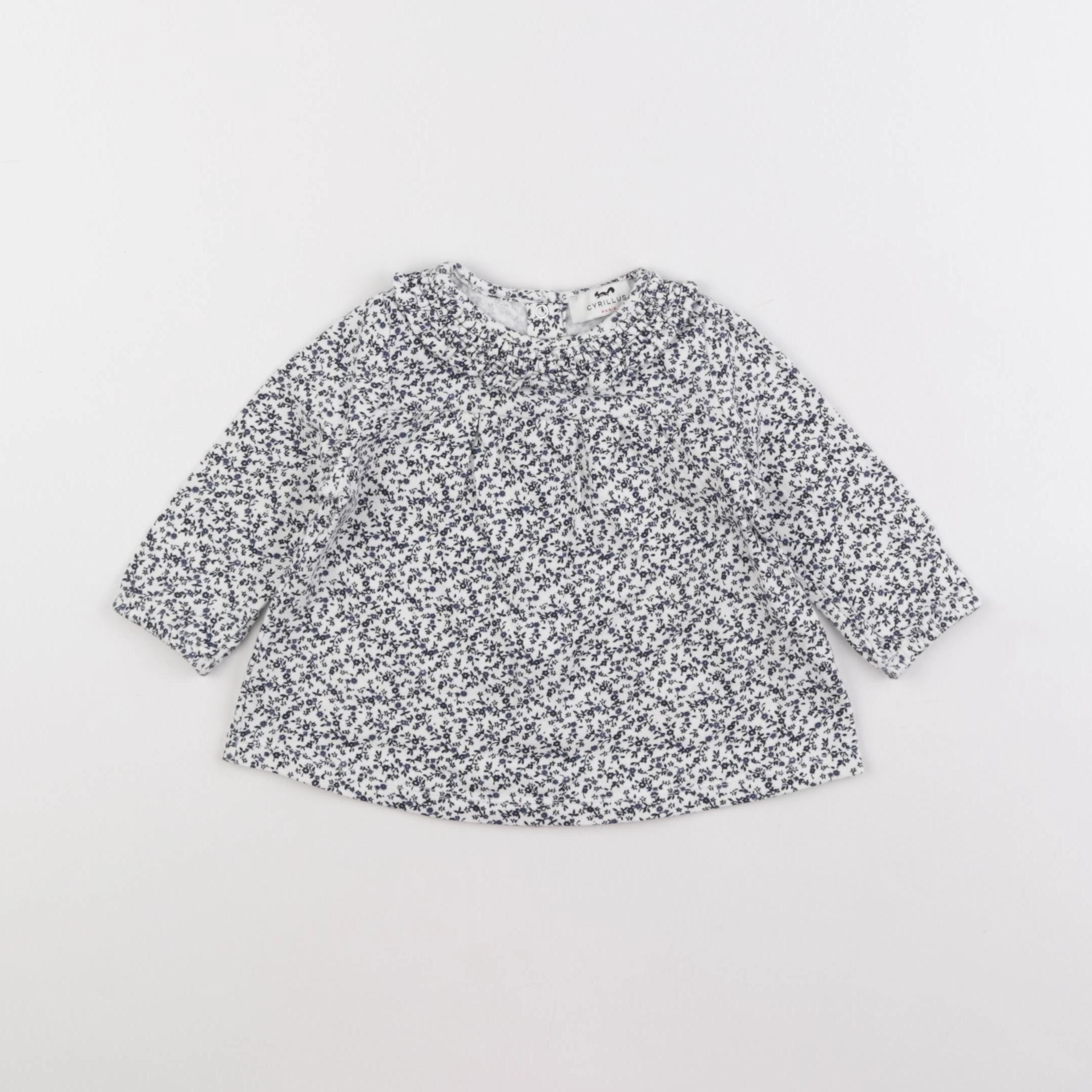 Cyrillus - tee-shirt blanc, bleu - 6 mois