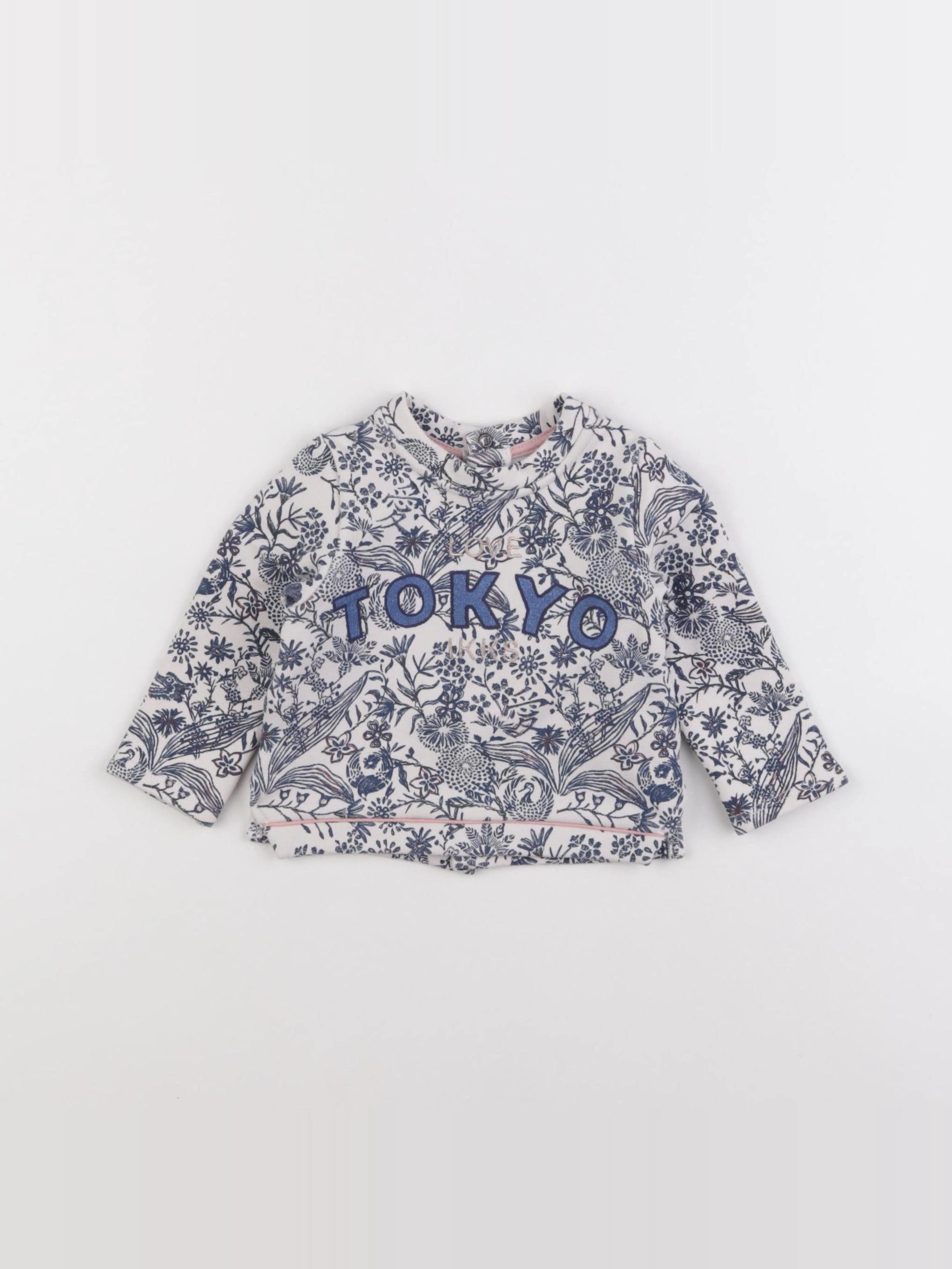 IKKS - sweat beige, bleu - 6 mois