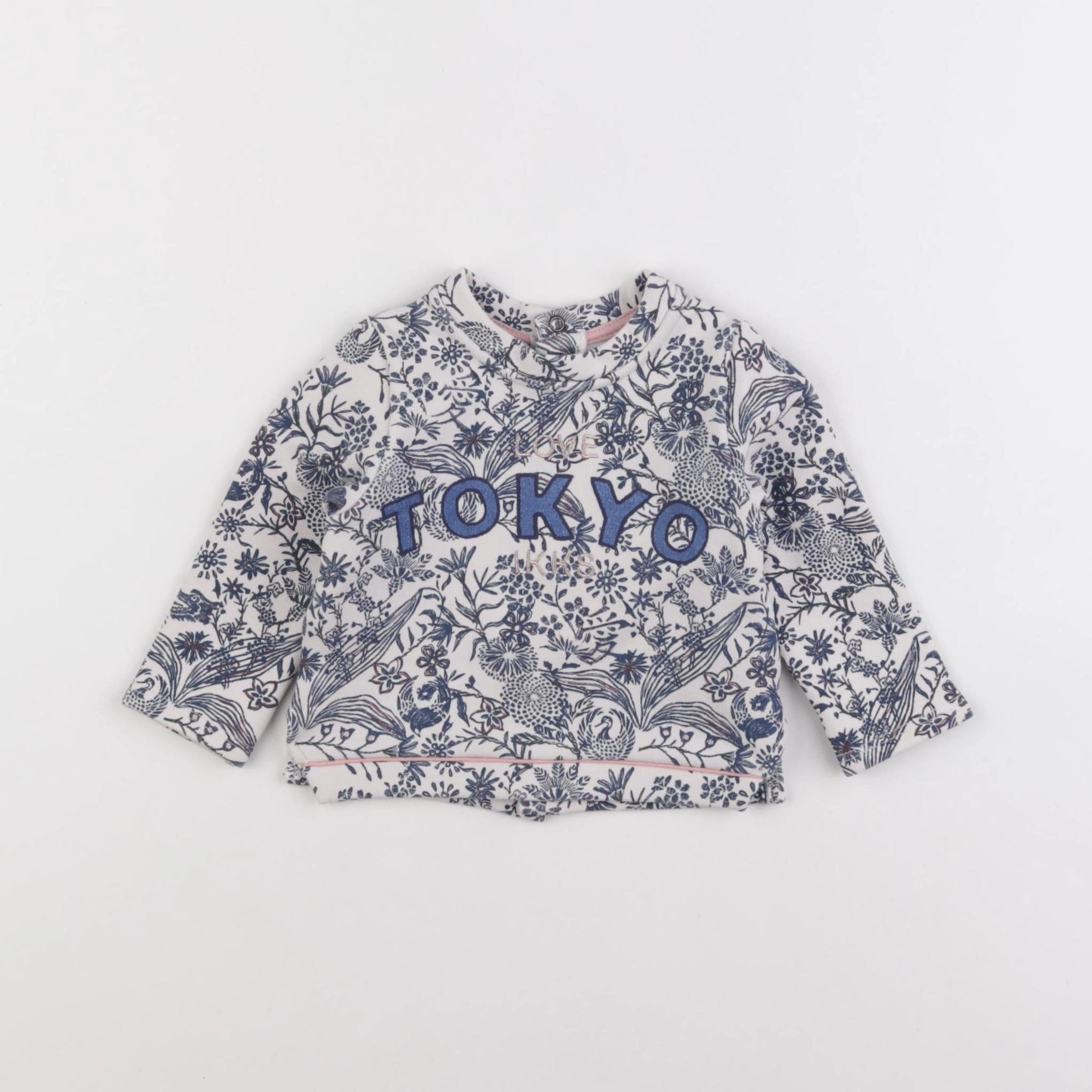 IKKS - sweat beige, bleu - 6 mois