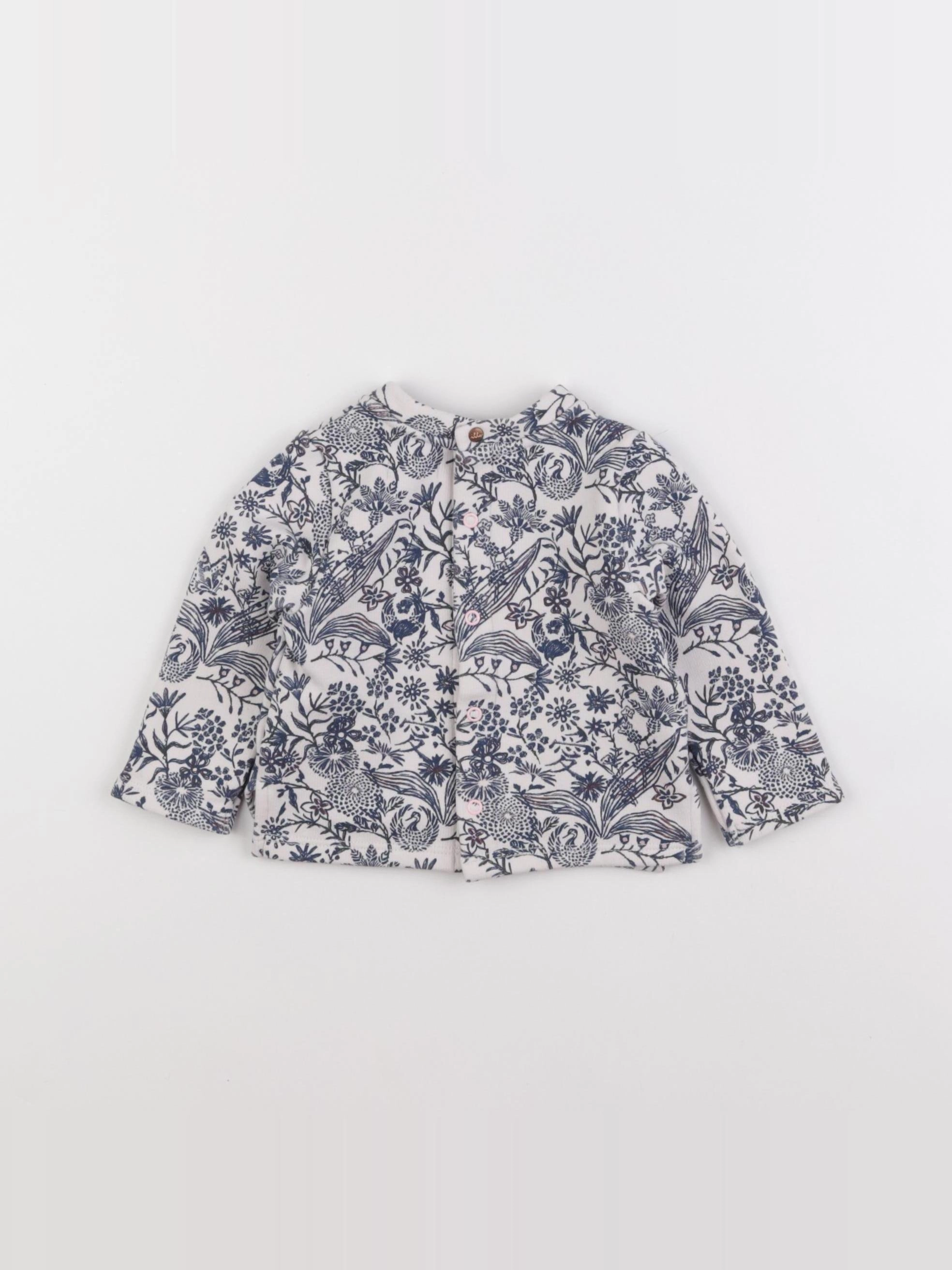 IKKS - sweat beige, bleu - 6 mois
