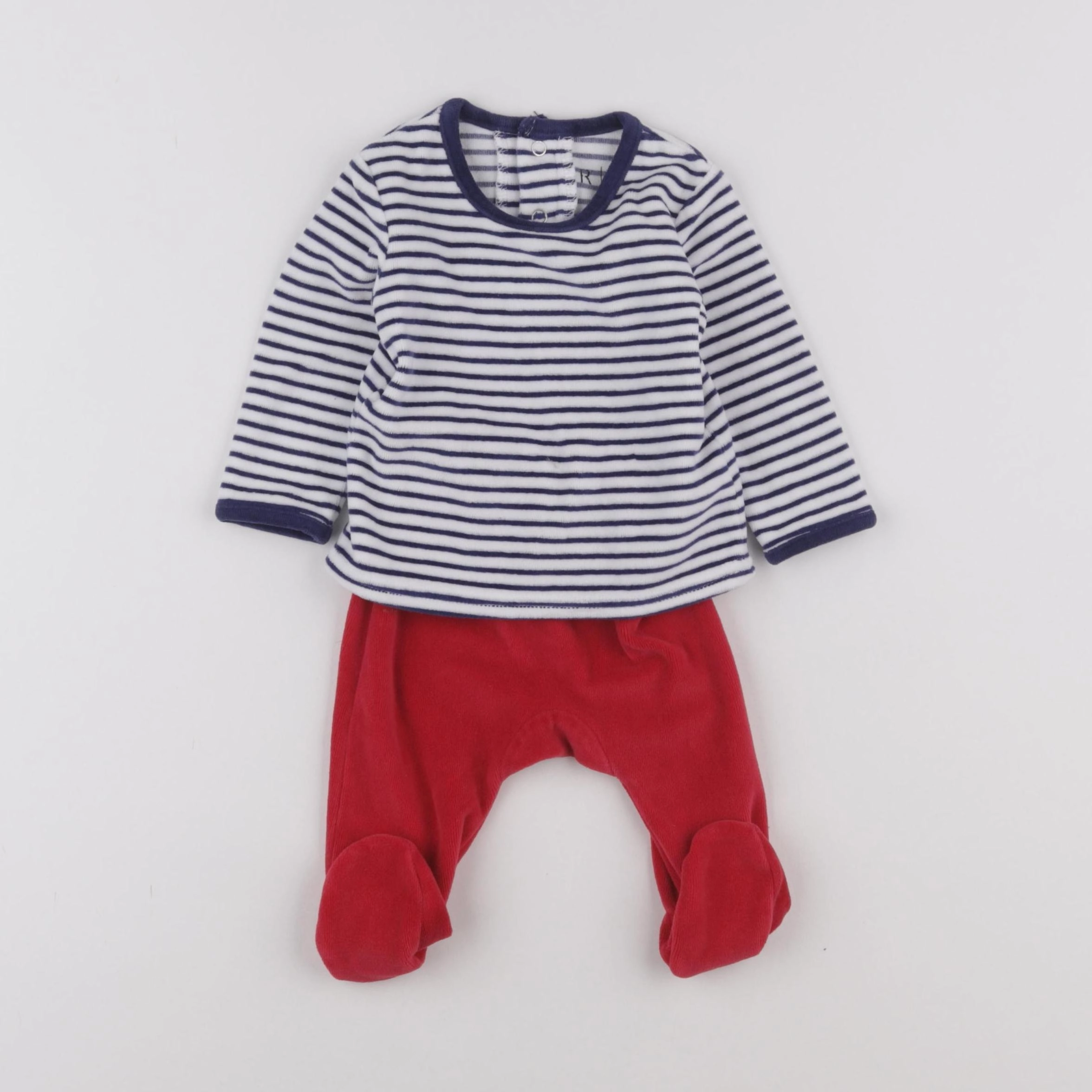 La Redoute - pyjama velours bleu, rouge - 3 mois