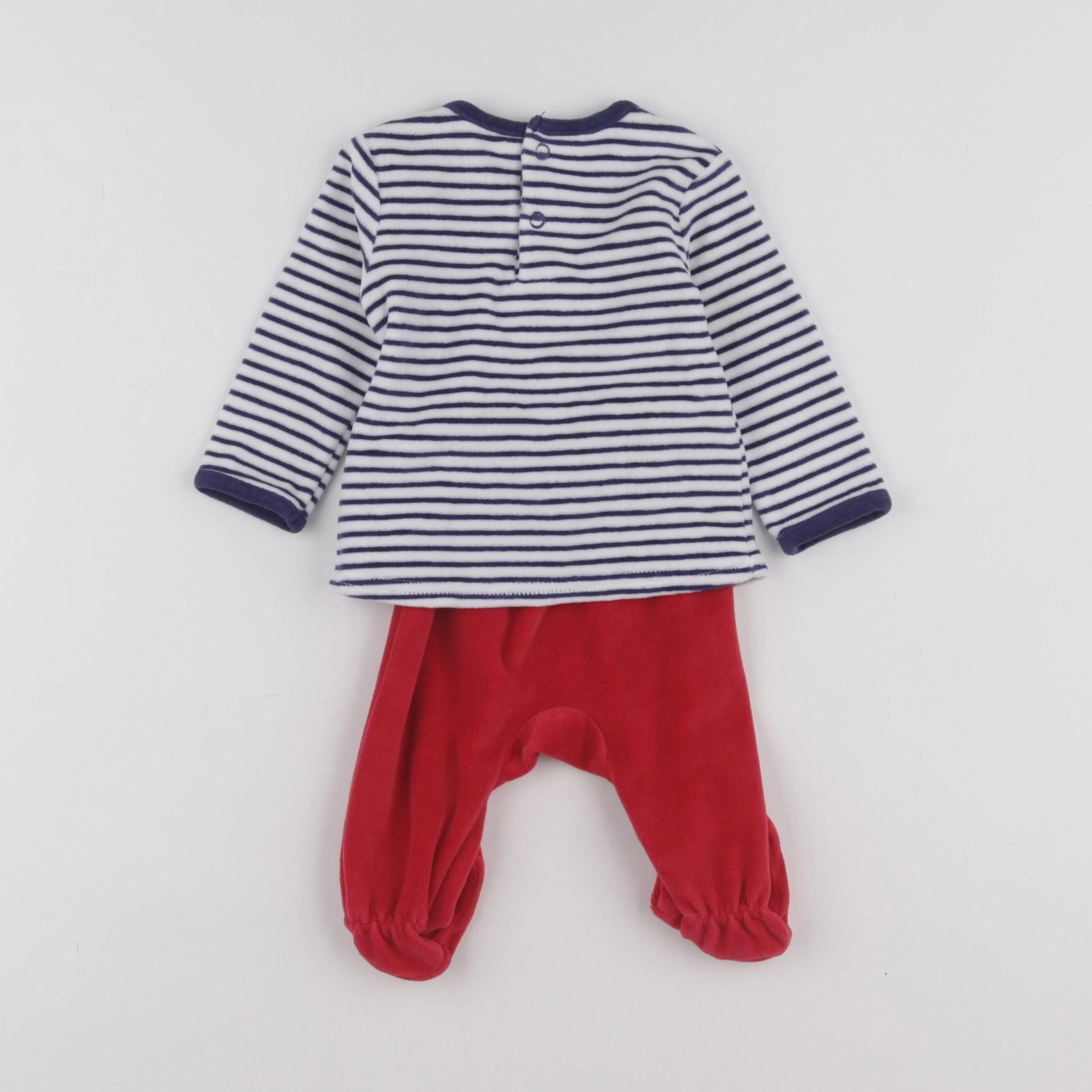 La Redoute - pyjama velours bleu, rouge - 3 mois