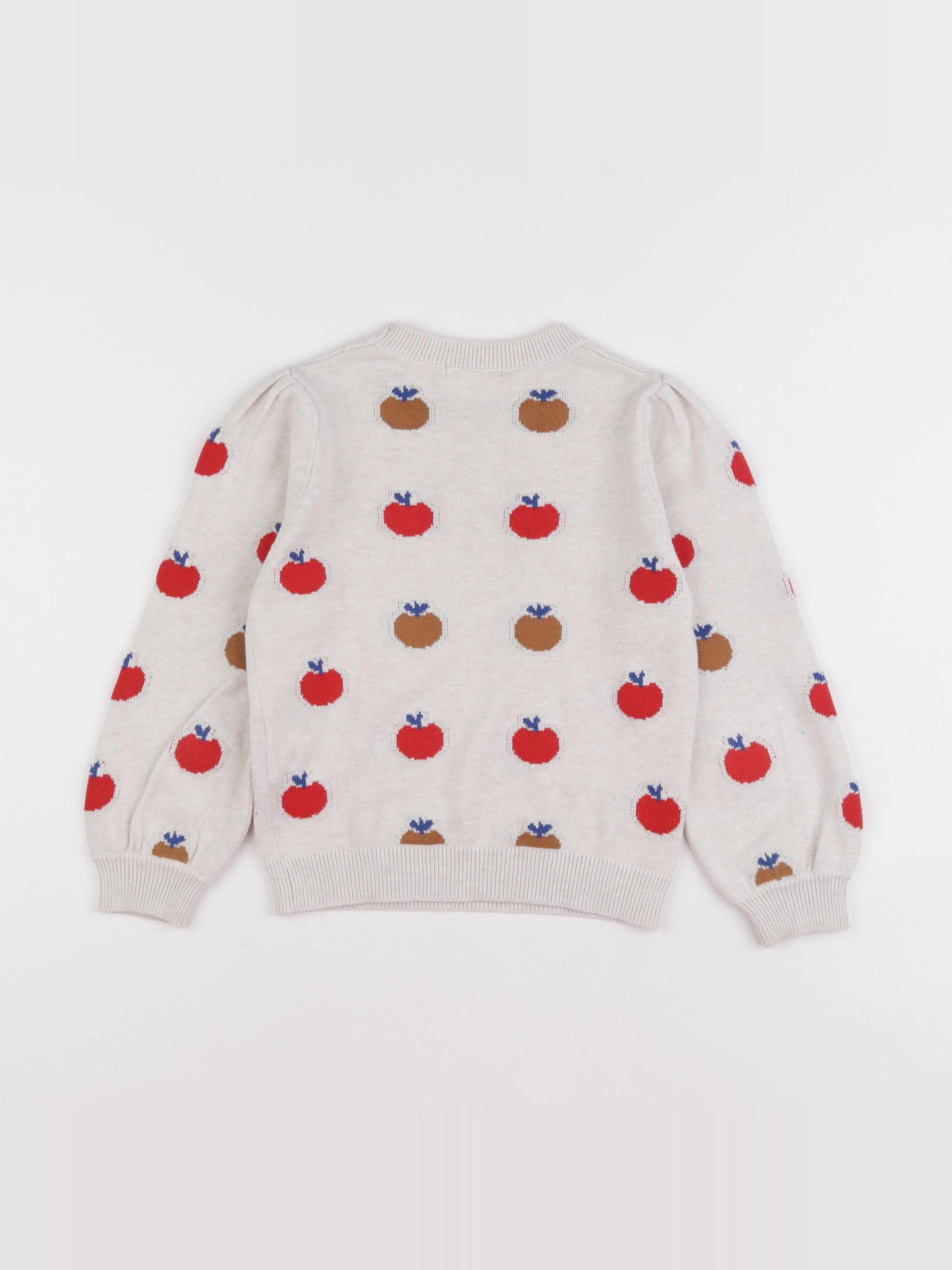 Monoprix - pull beige, rouge - 6 ans