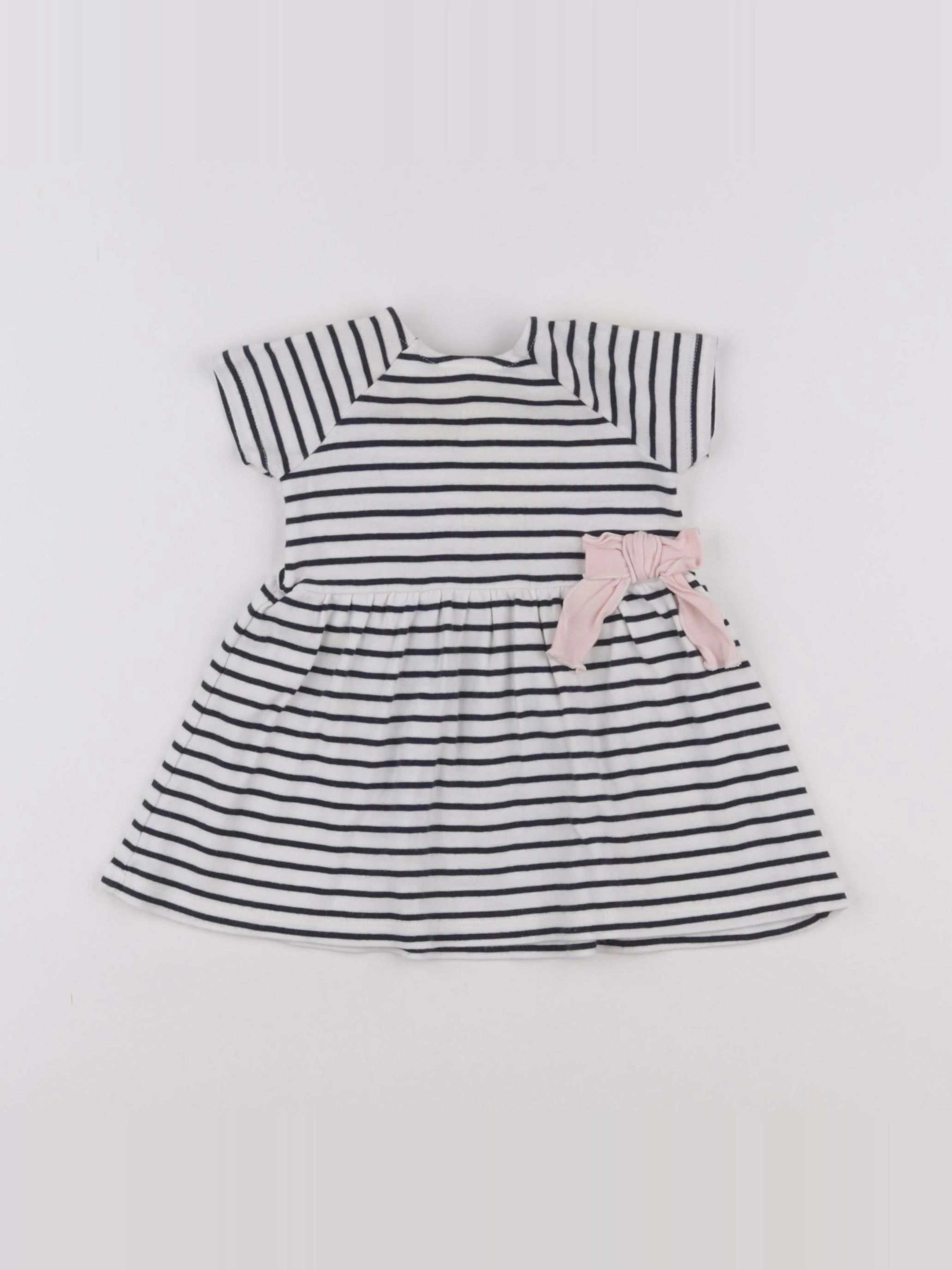Petit Bateau - robe blanc, bleu - 6 mois