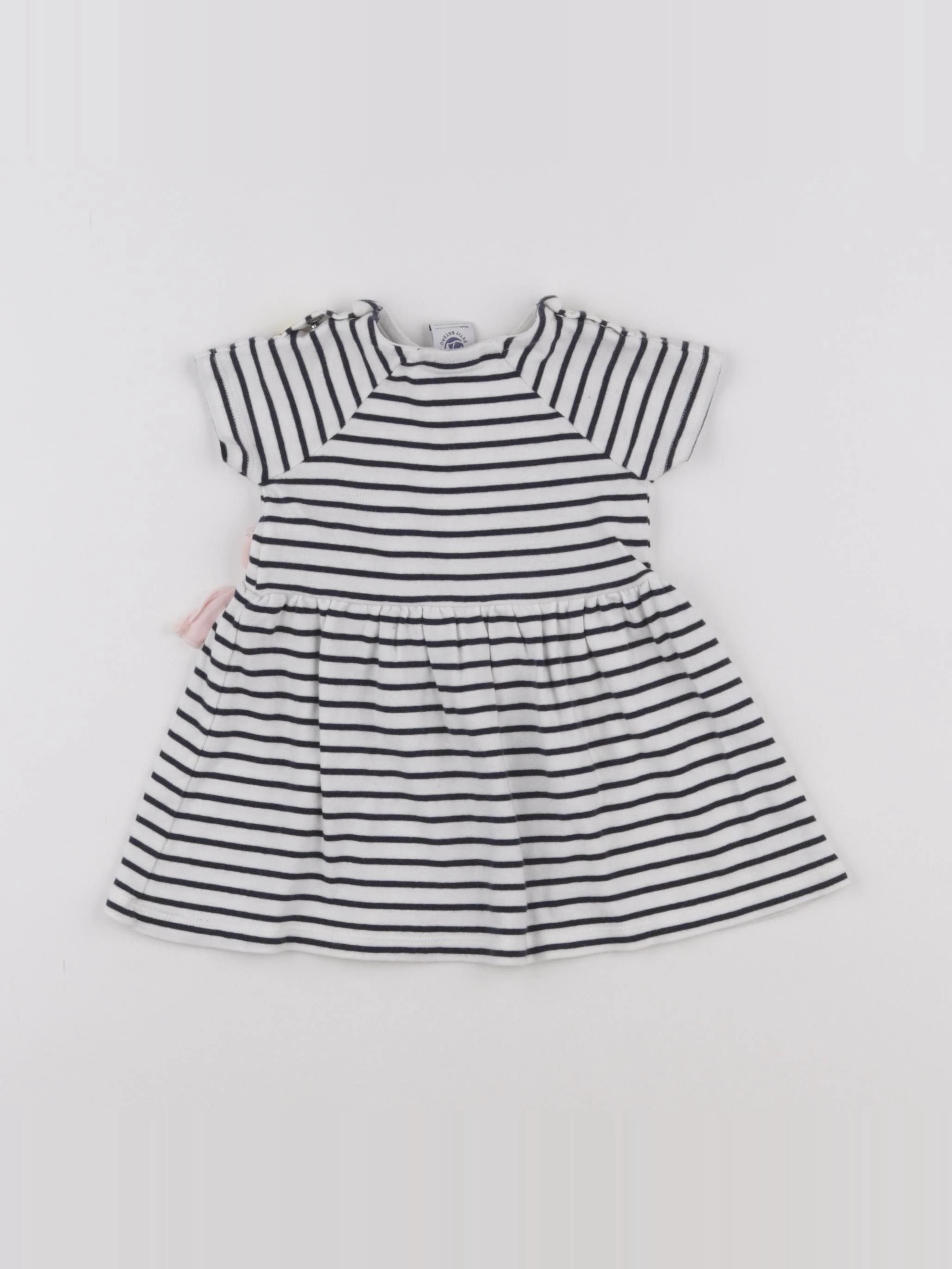 Petit Bateau - robe blanc, bleu - 6 mois