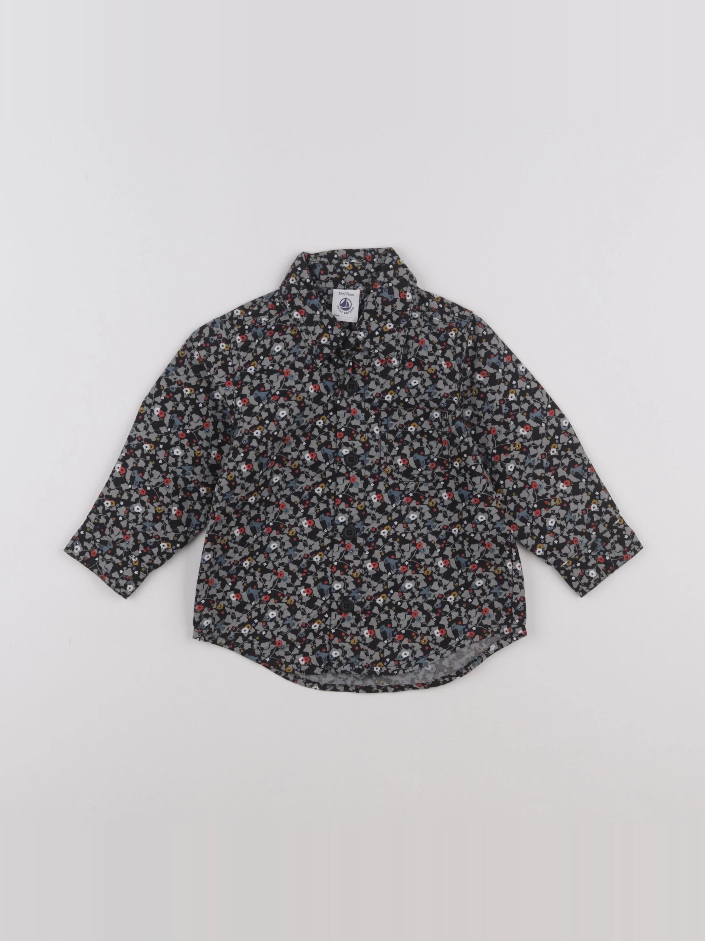 Petit Bateau - chemise multicolore - 12 mois