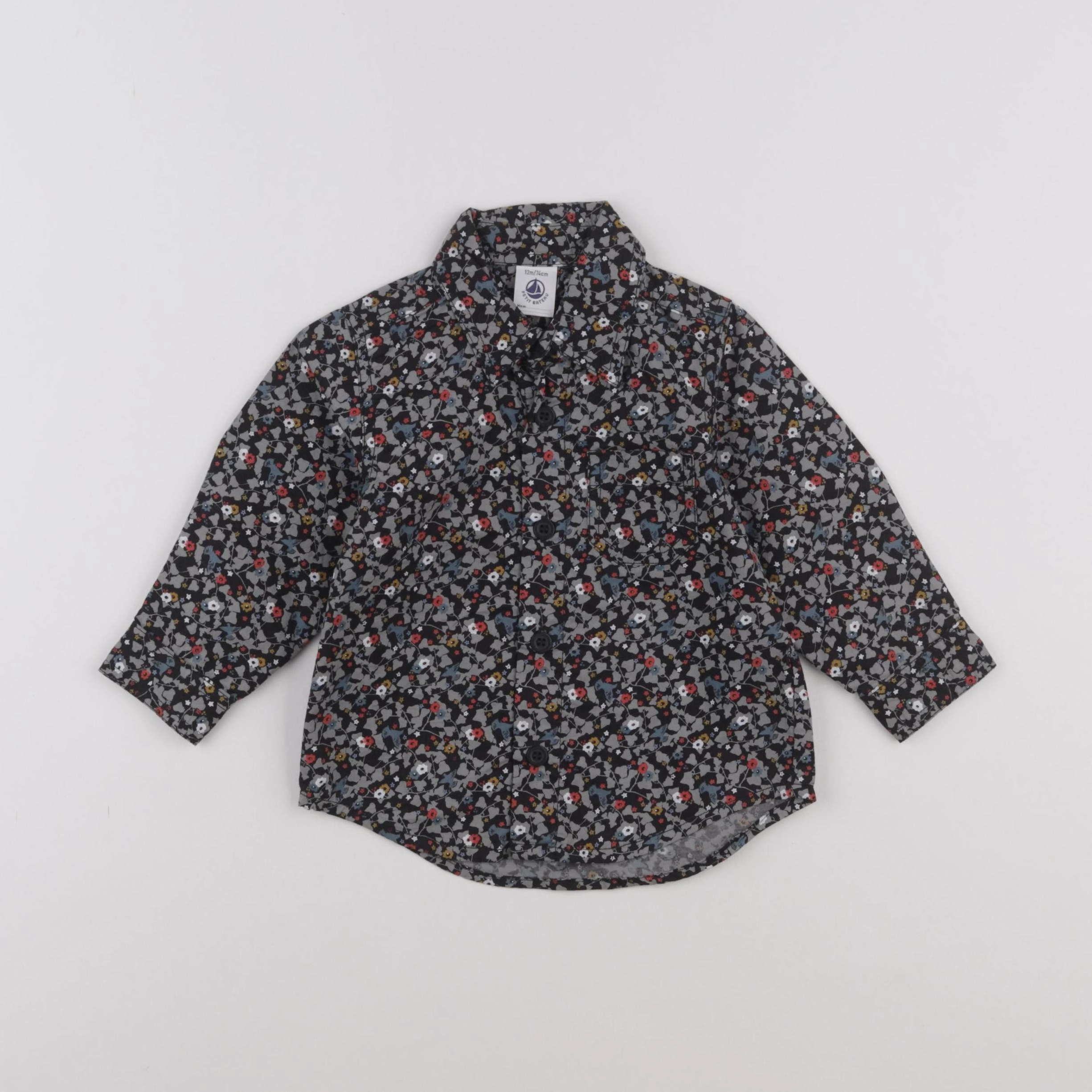 Petit Bateau - chemise multicolore - 12 mois