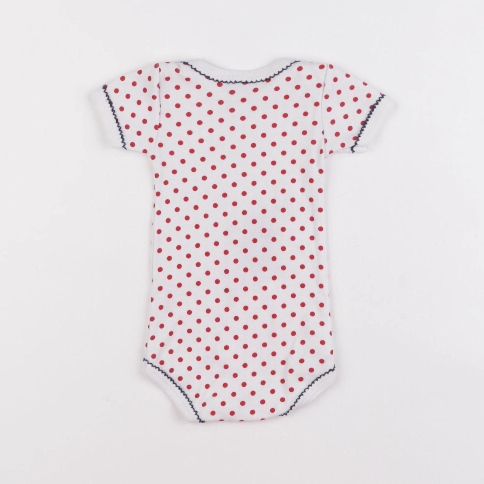Petit Bateau - body blanc, rouge - 3 mois