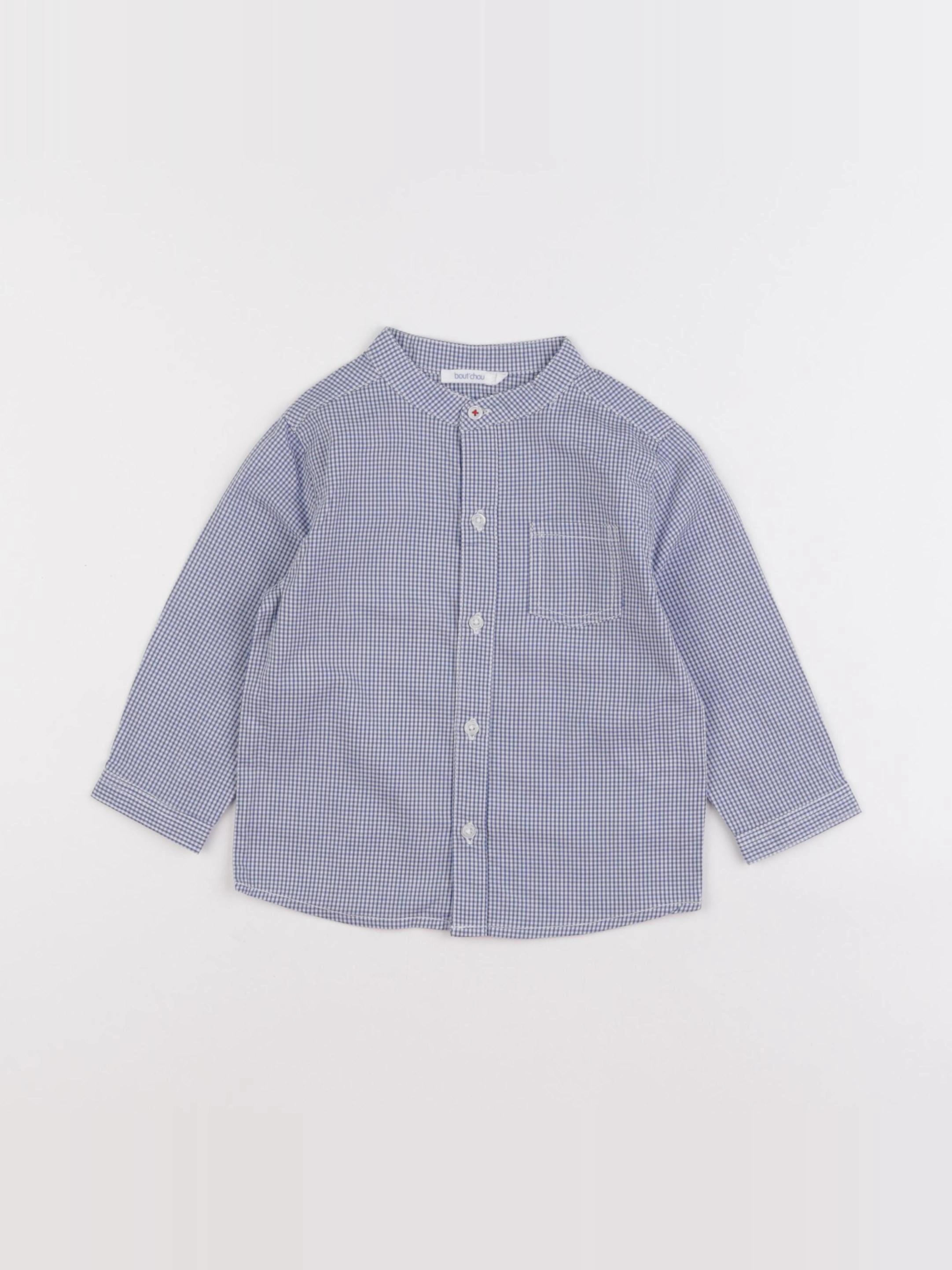 Boutchou - chemise blanc, bleu - 12 mois