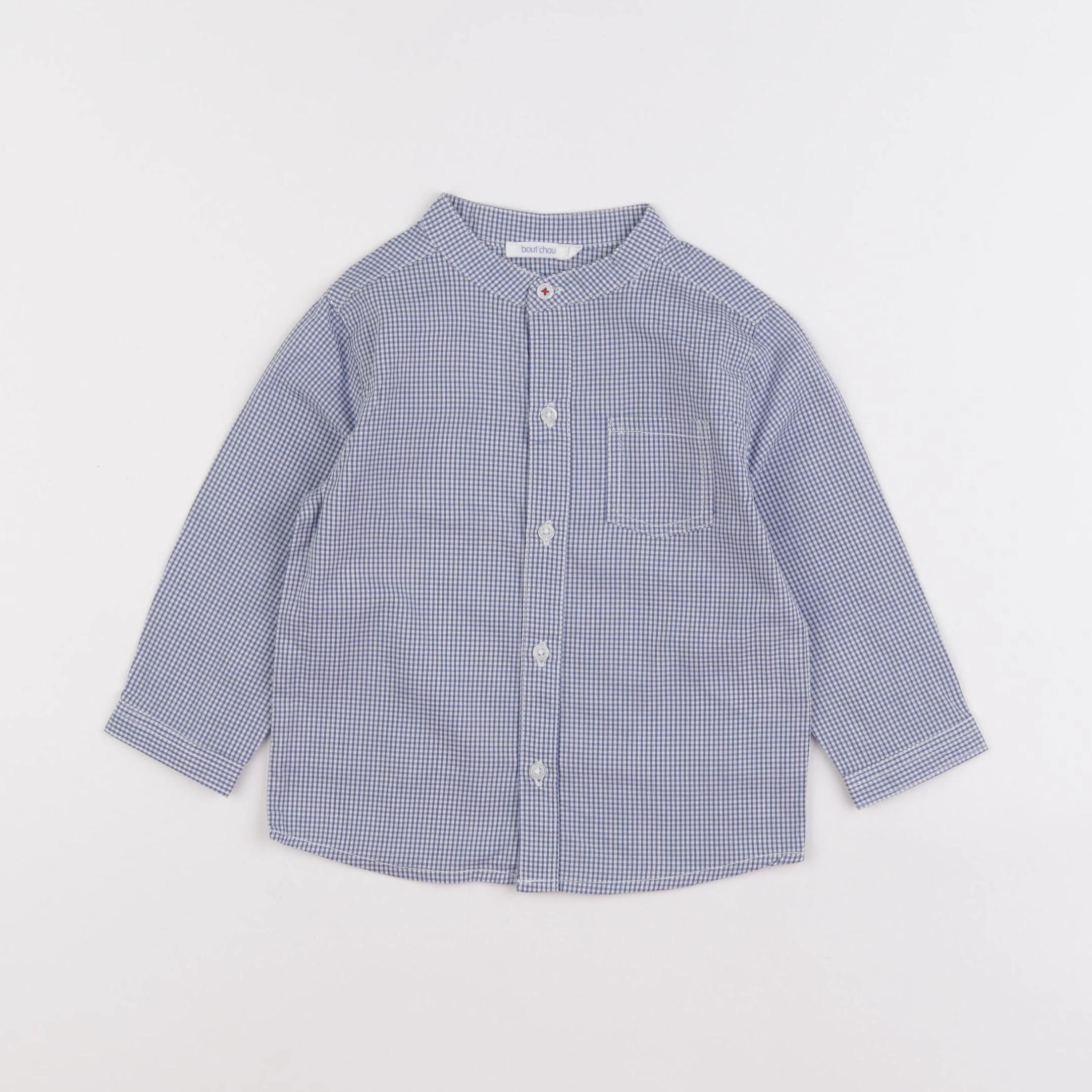 Boutchou - chemise blanc, bleu - 12 mois